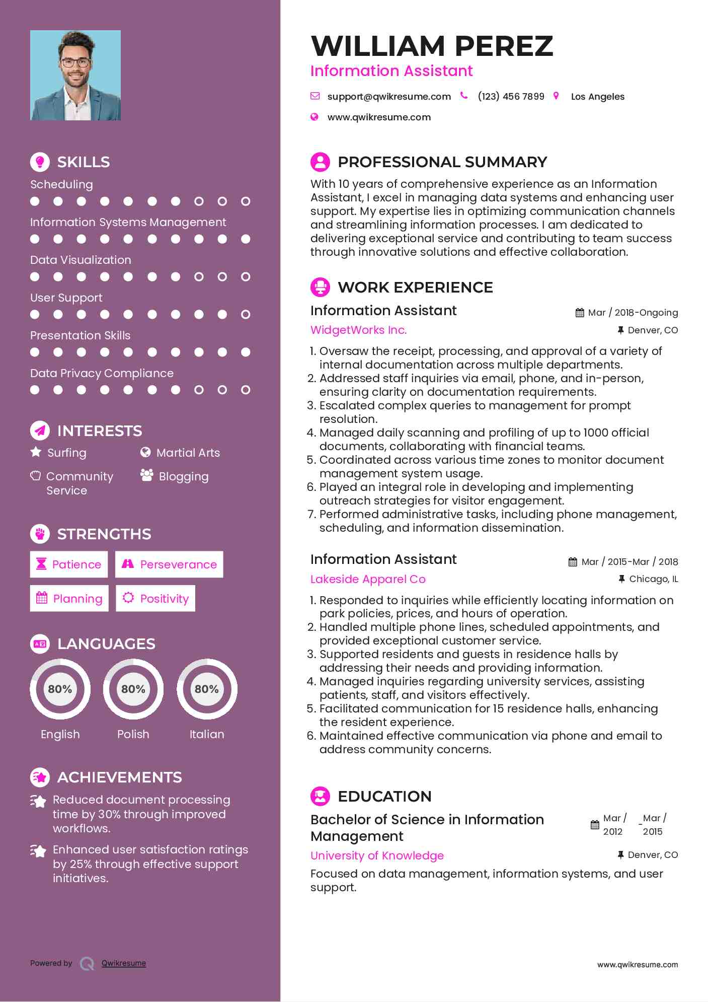 Information Assistant Resume Format