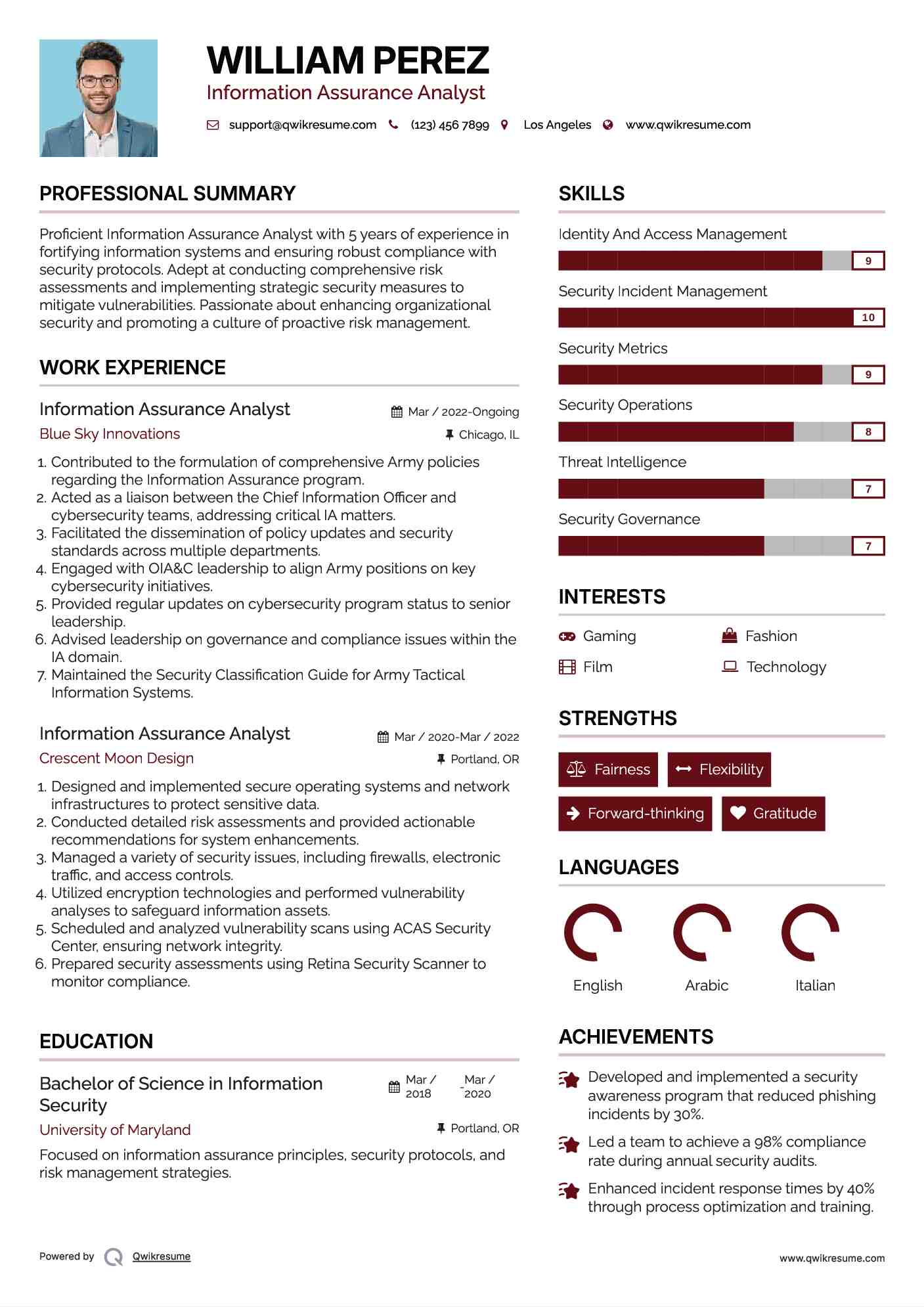 Information Assurance Analyst Resume Format