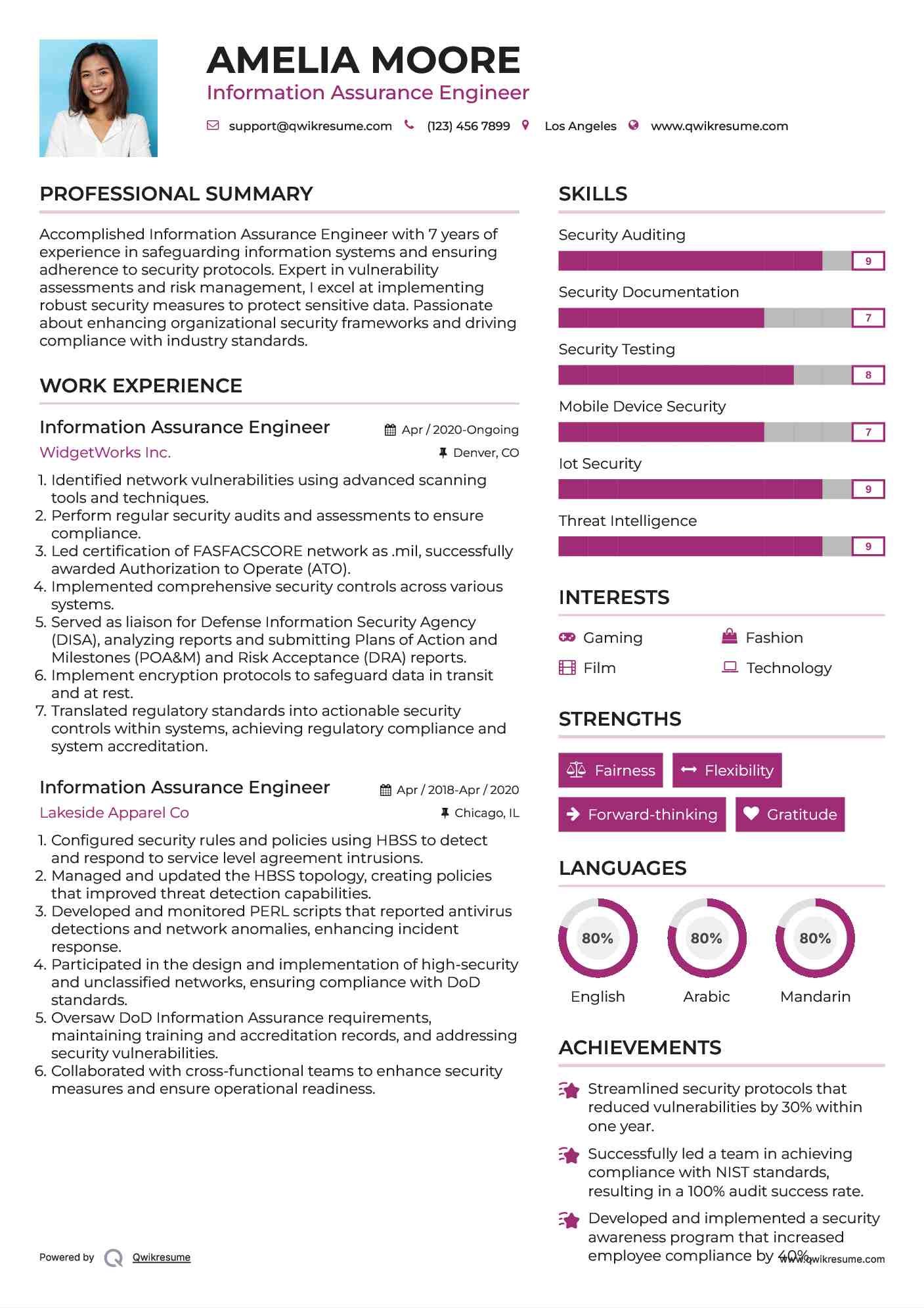 Information Assurance Engineer Resume Format