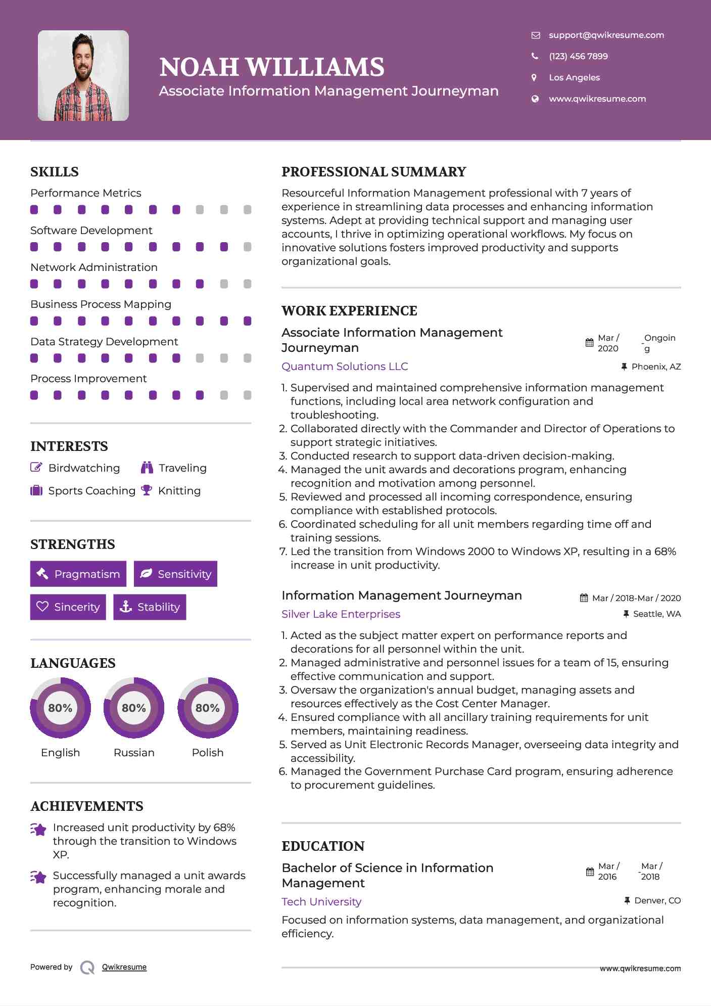 Associate Information Management Journeyman Resume Format
