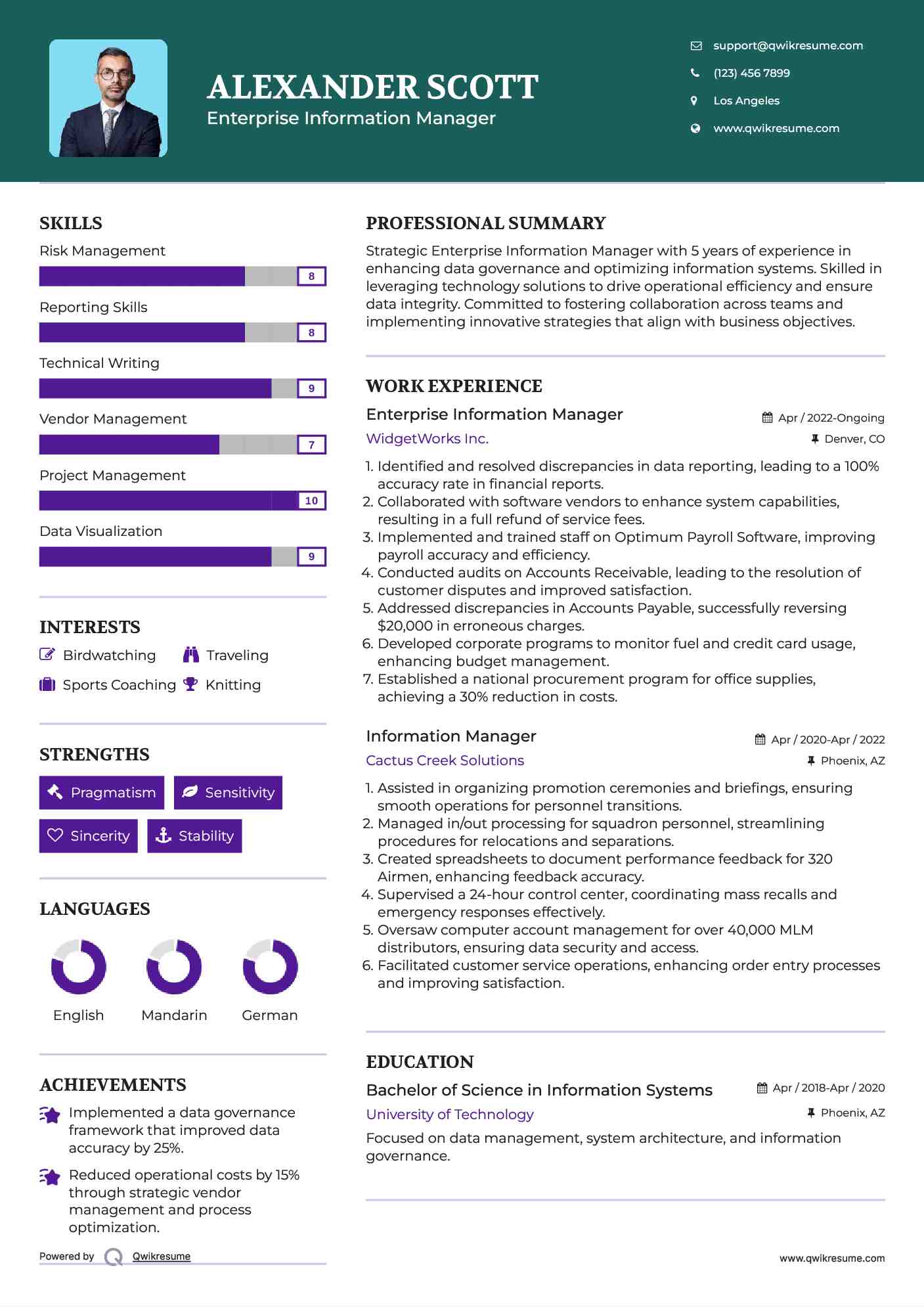 Enterprise Information Manager Resume Template