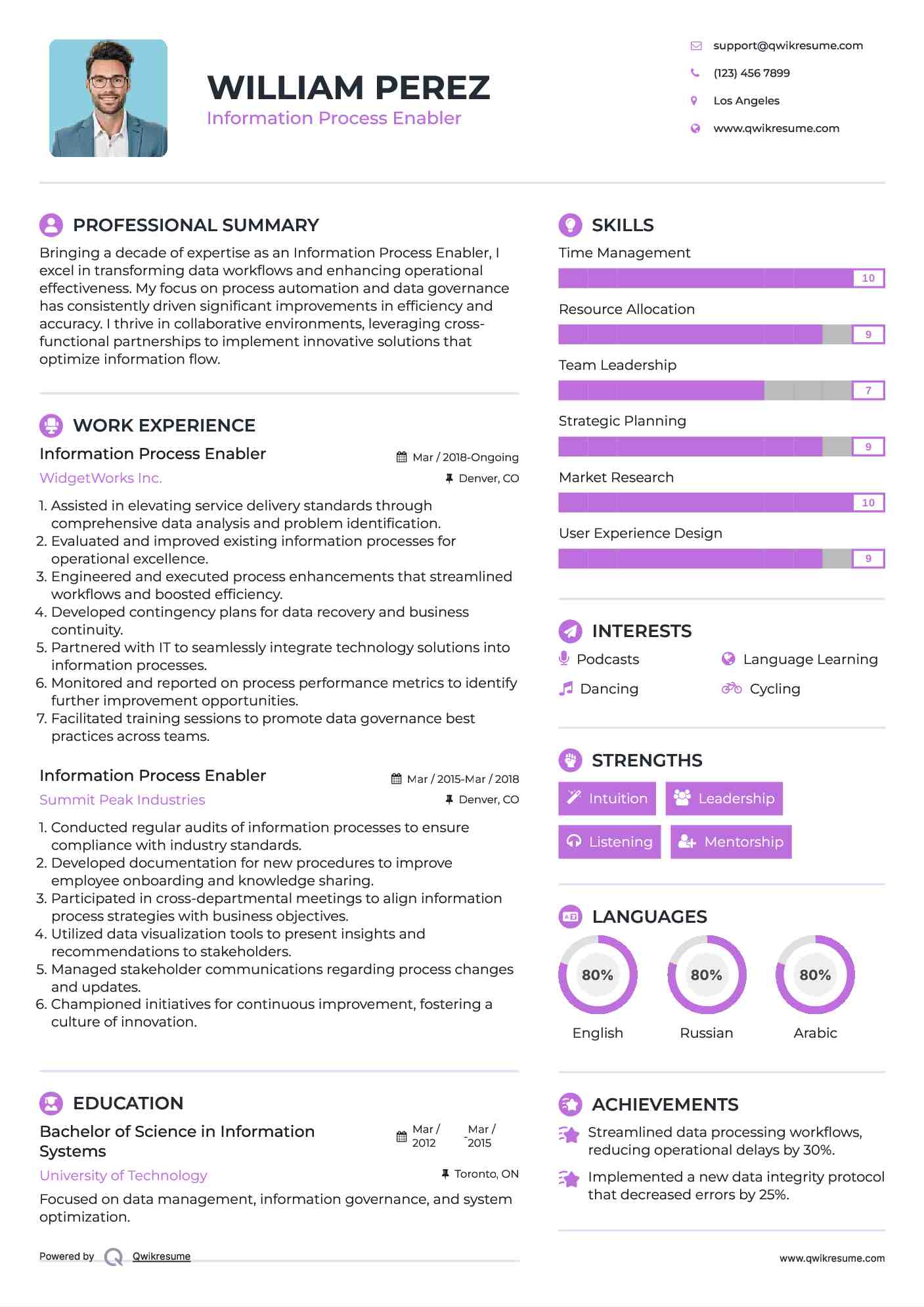 Information Process Enabler Resume Example