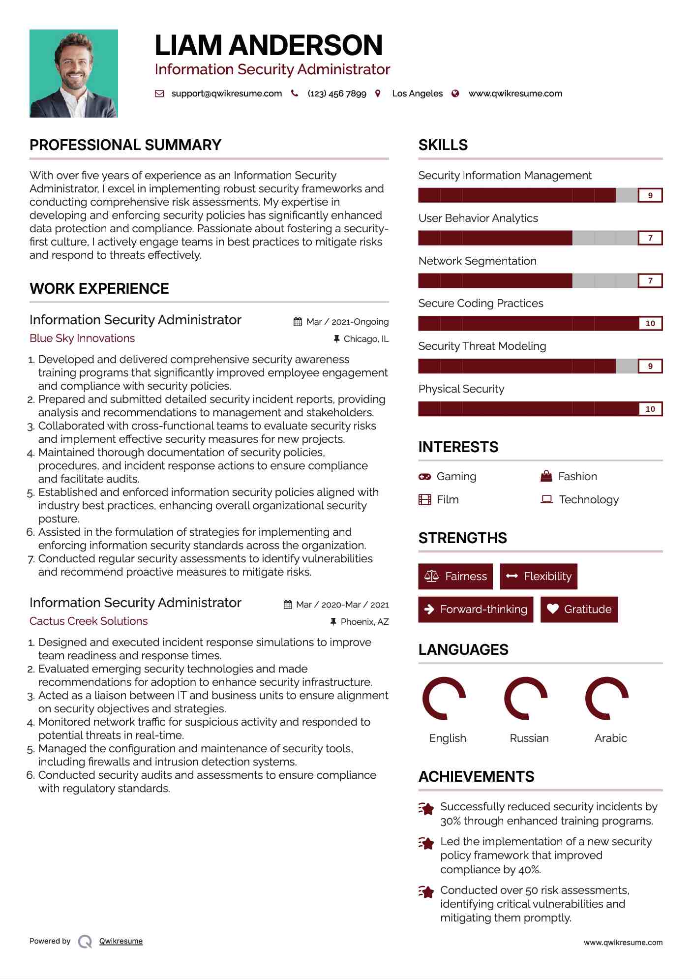 Information Security Administrator Resume Format