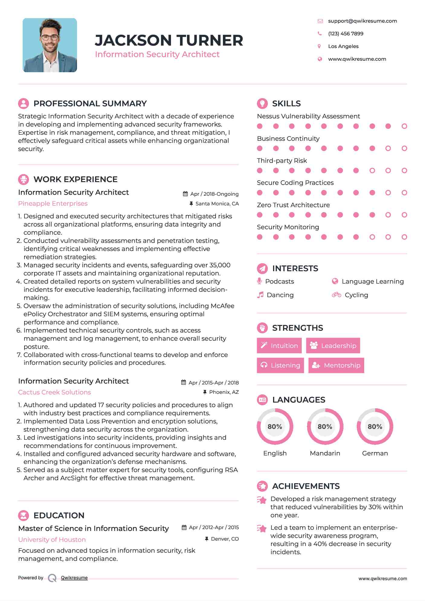 Information Security Architect Resume Format