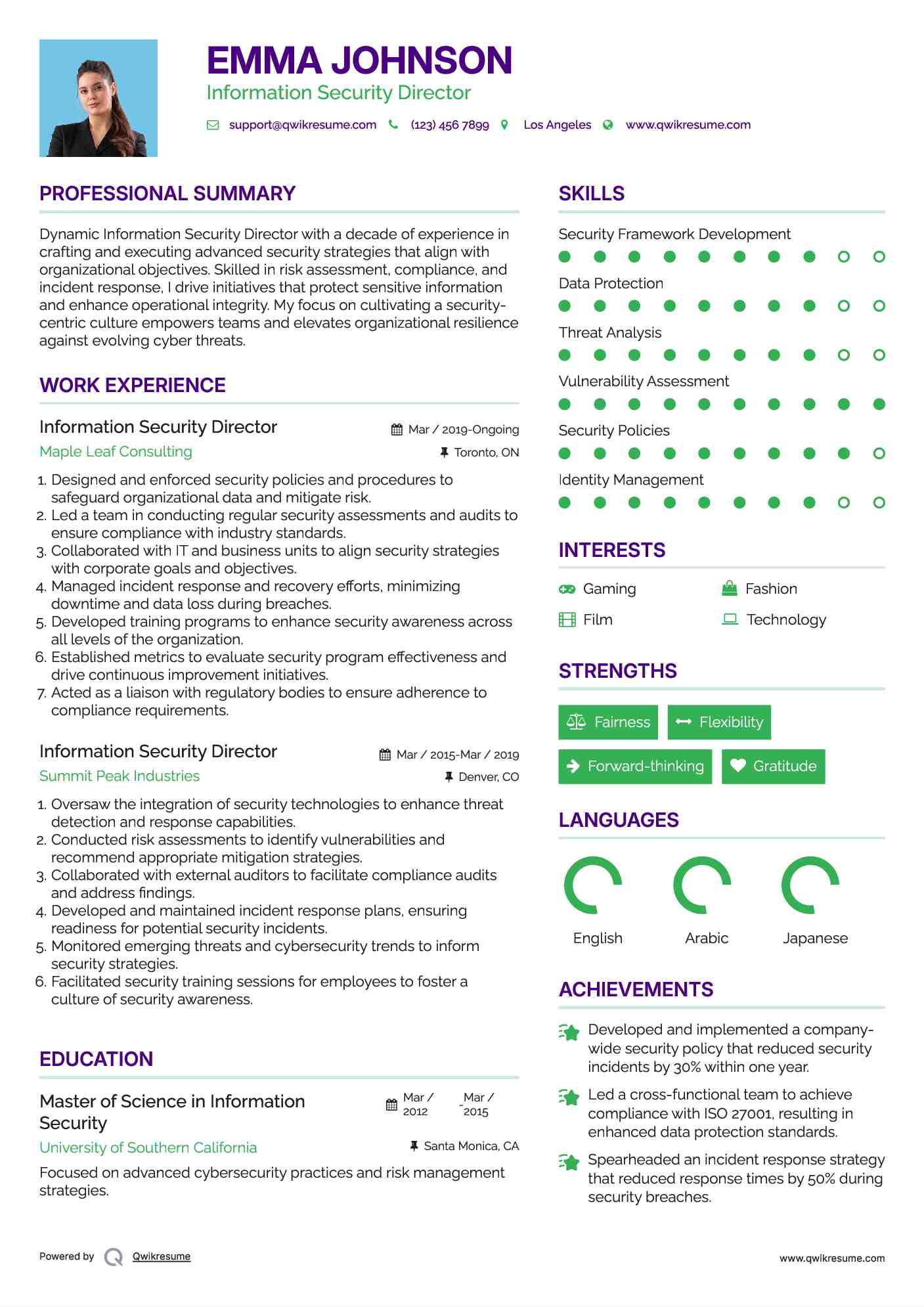 Information Security Director Resume Template