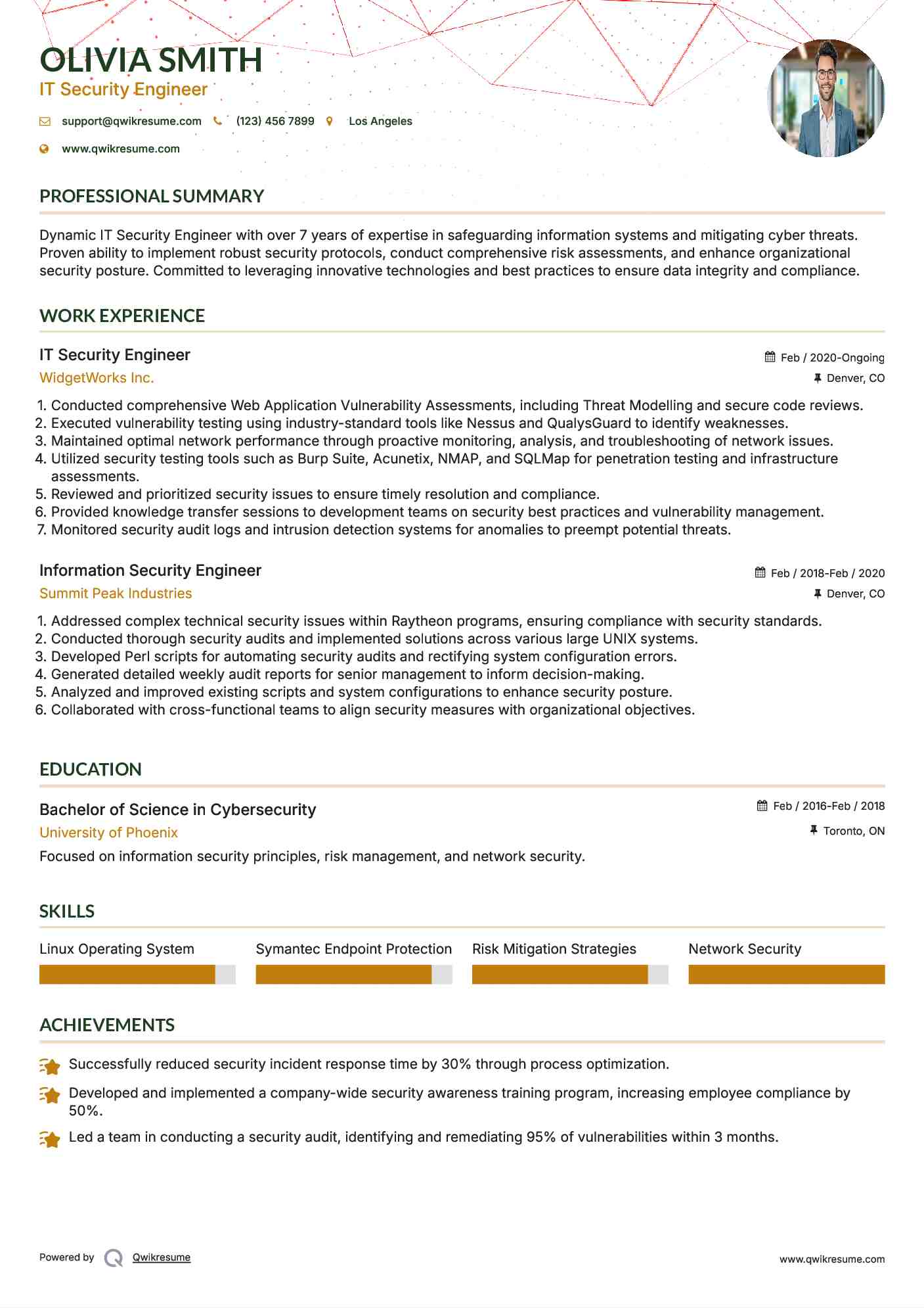 IT Security Engineer Resume Sample