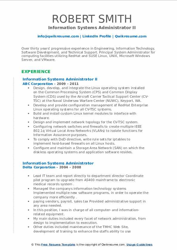 information systems administrator resume samples qwikresume unix administrator resume