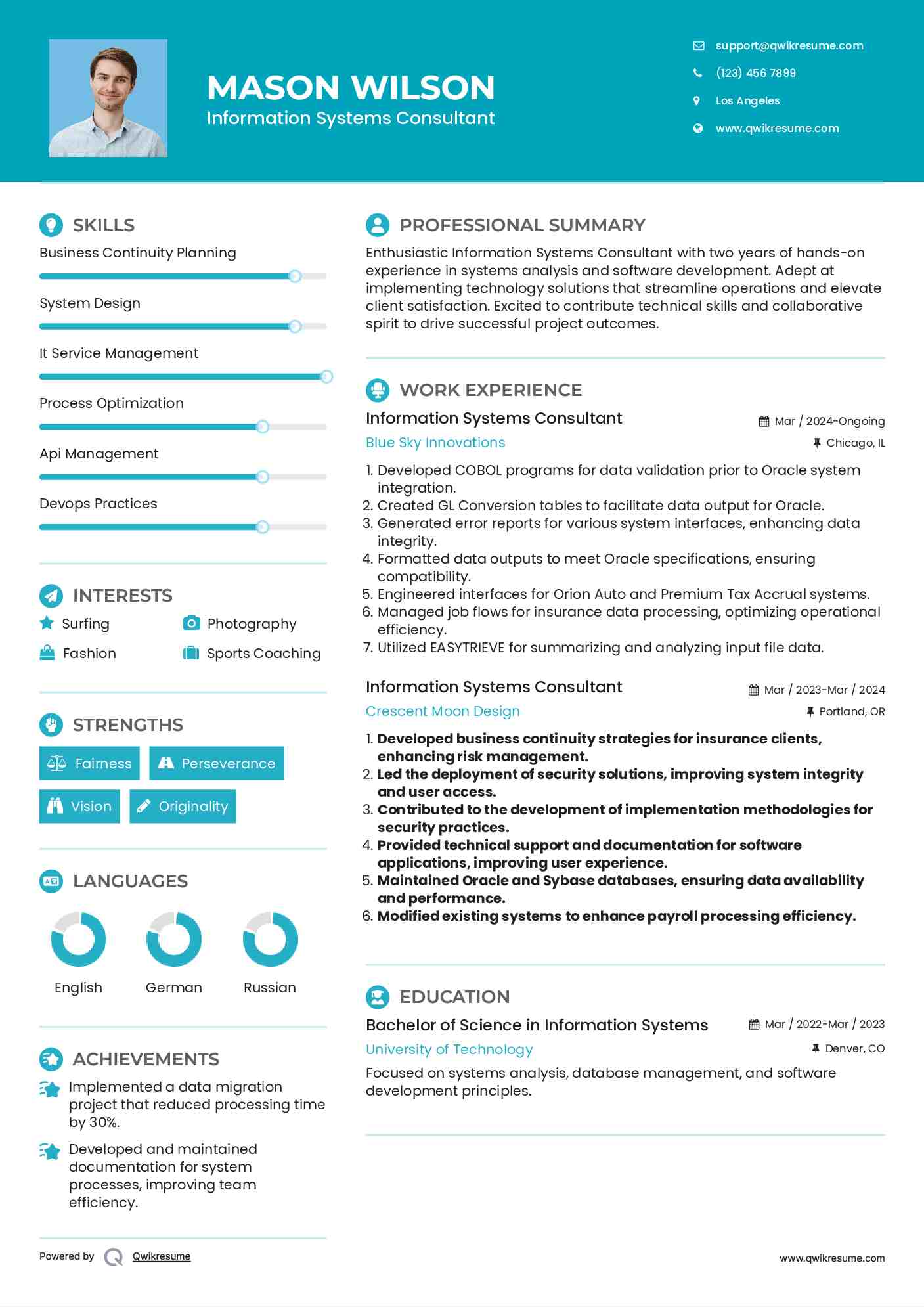 Information Systems Consultant Resume Format