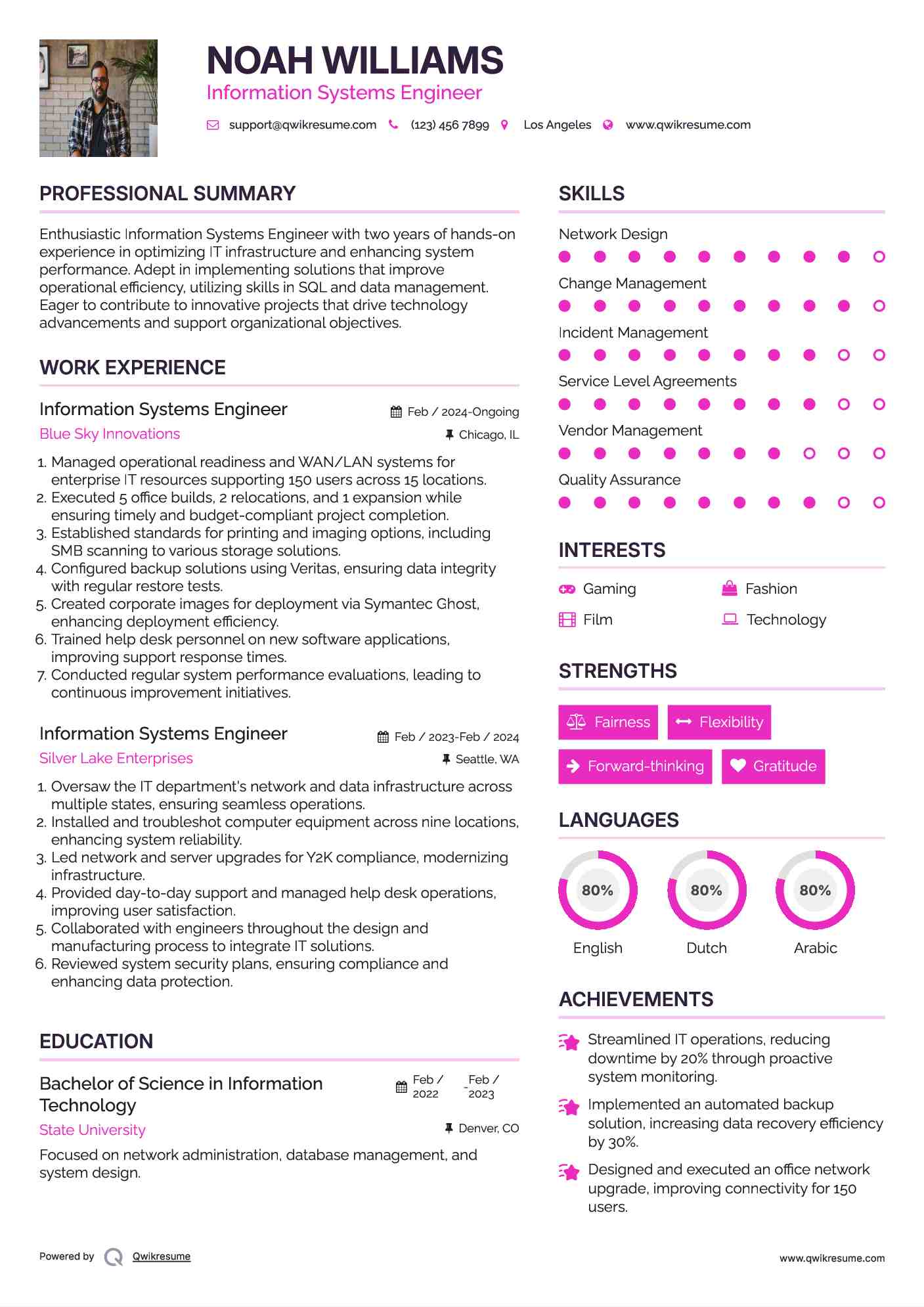 Information Systems Engineer Resume Template