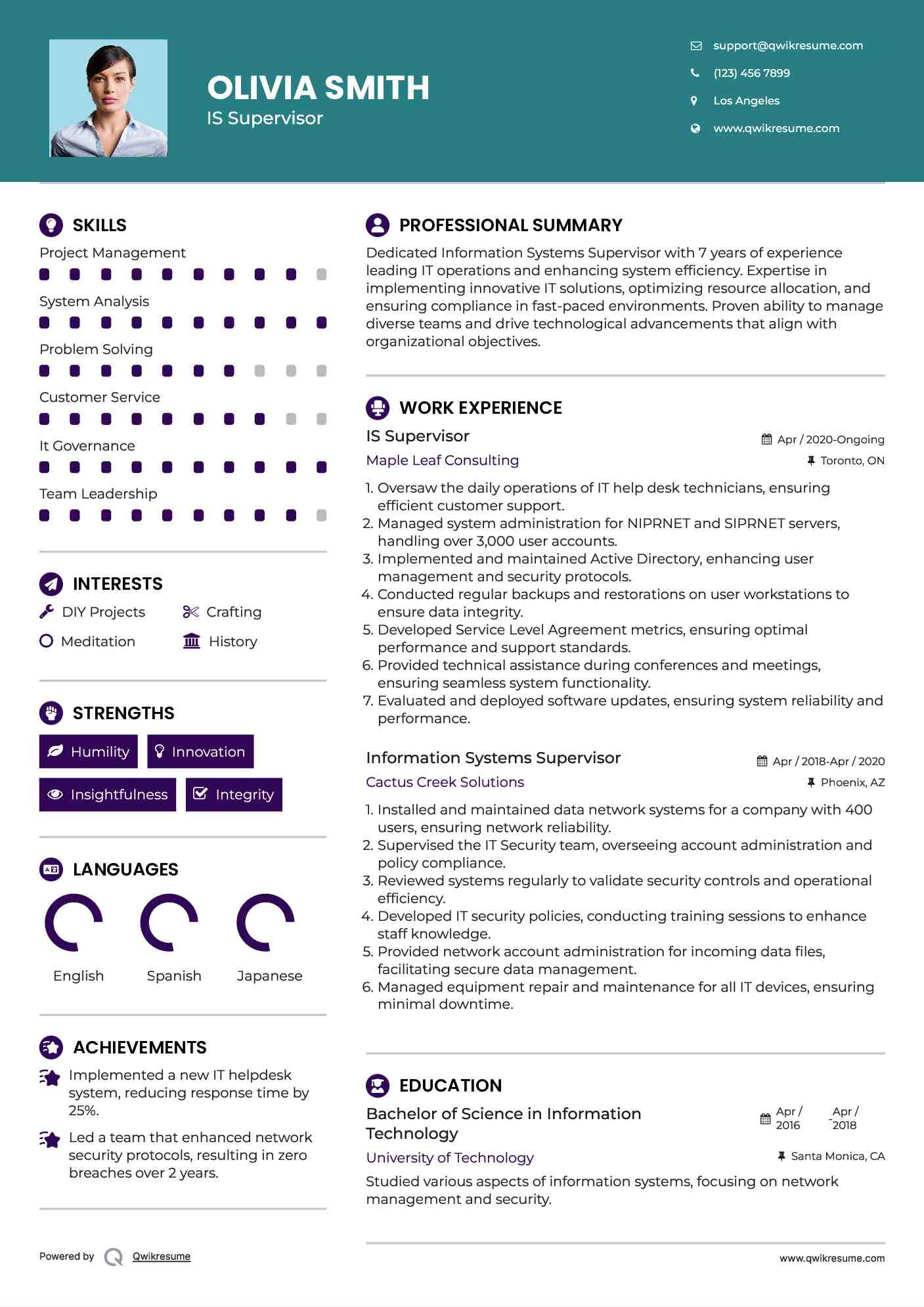IS Supervisor

 Resume Format