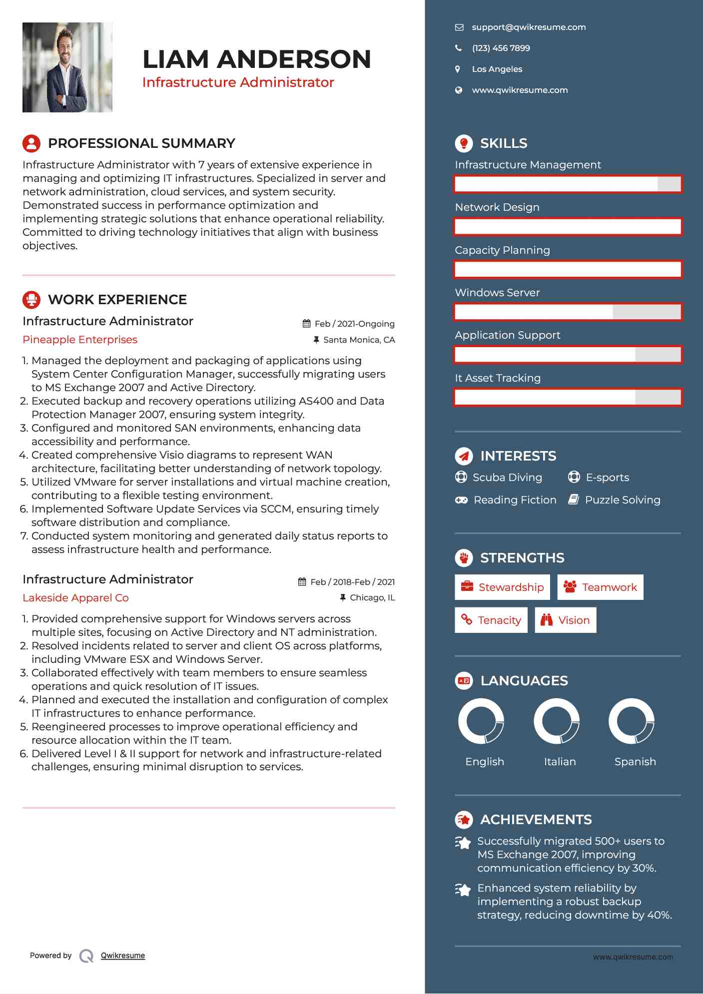 Infrastructure Administrator Resume Format