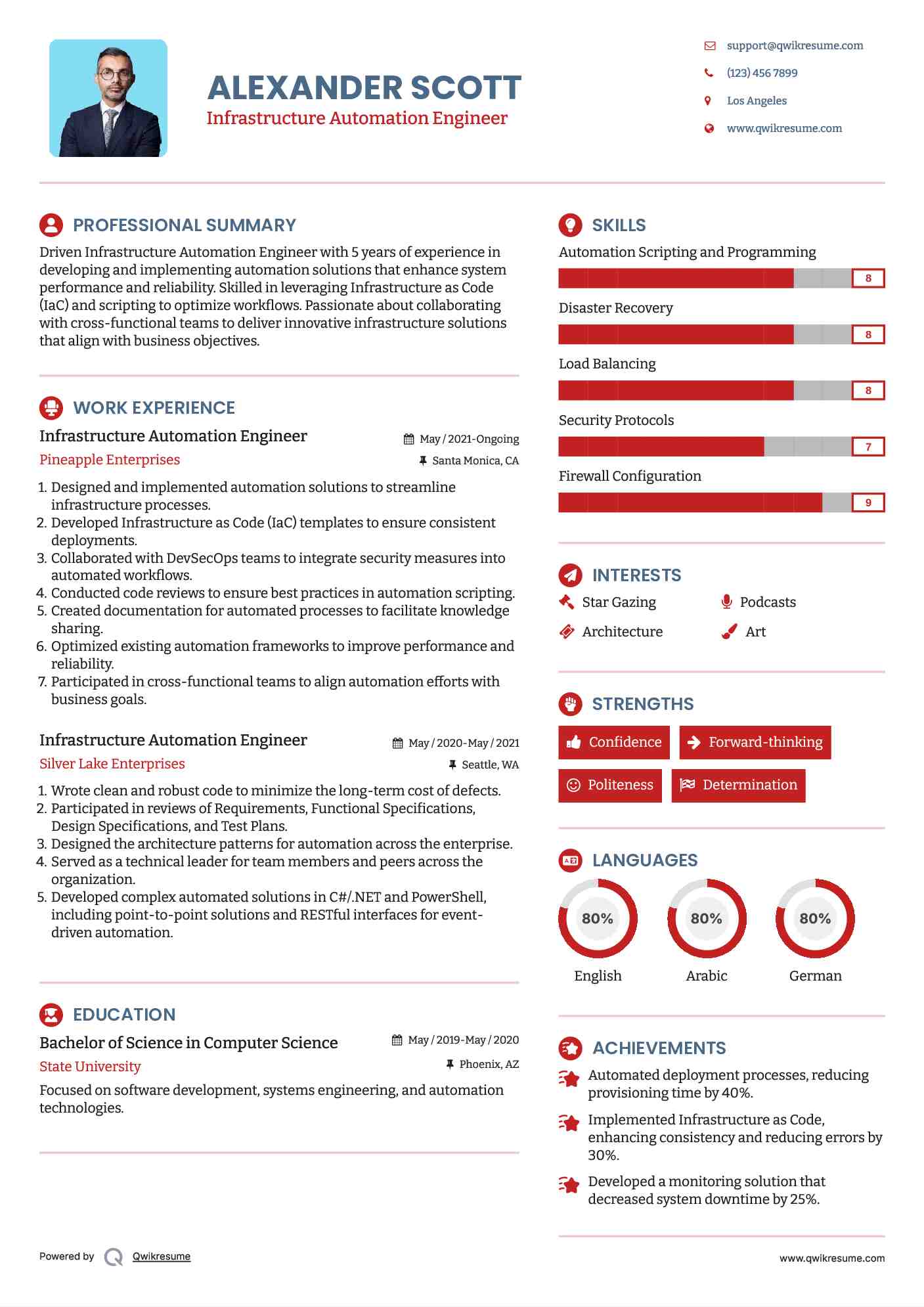 Infrastructure Automation Engineer Resume Model
