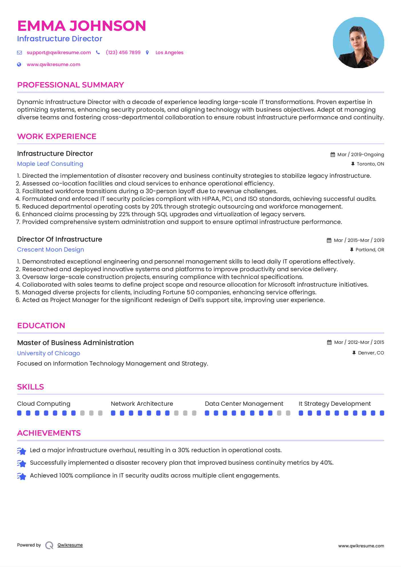 Infrastructure Director Resume Format