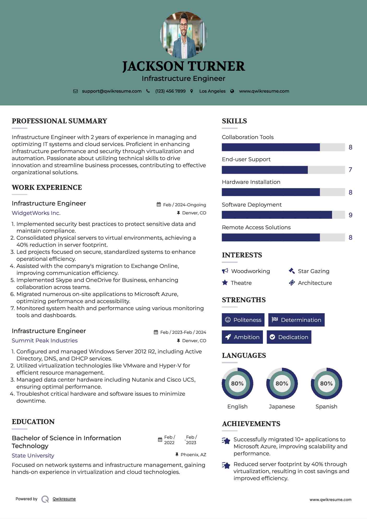 Infrastructure Engineer Resume Format