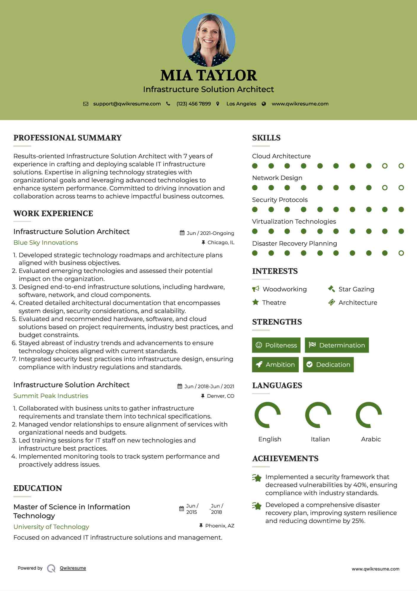 Infrastructure Solution Architect Resume Sample