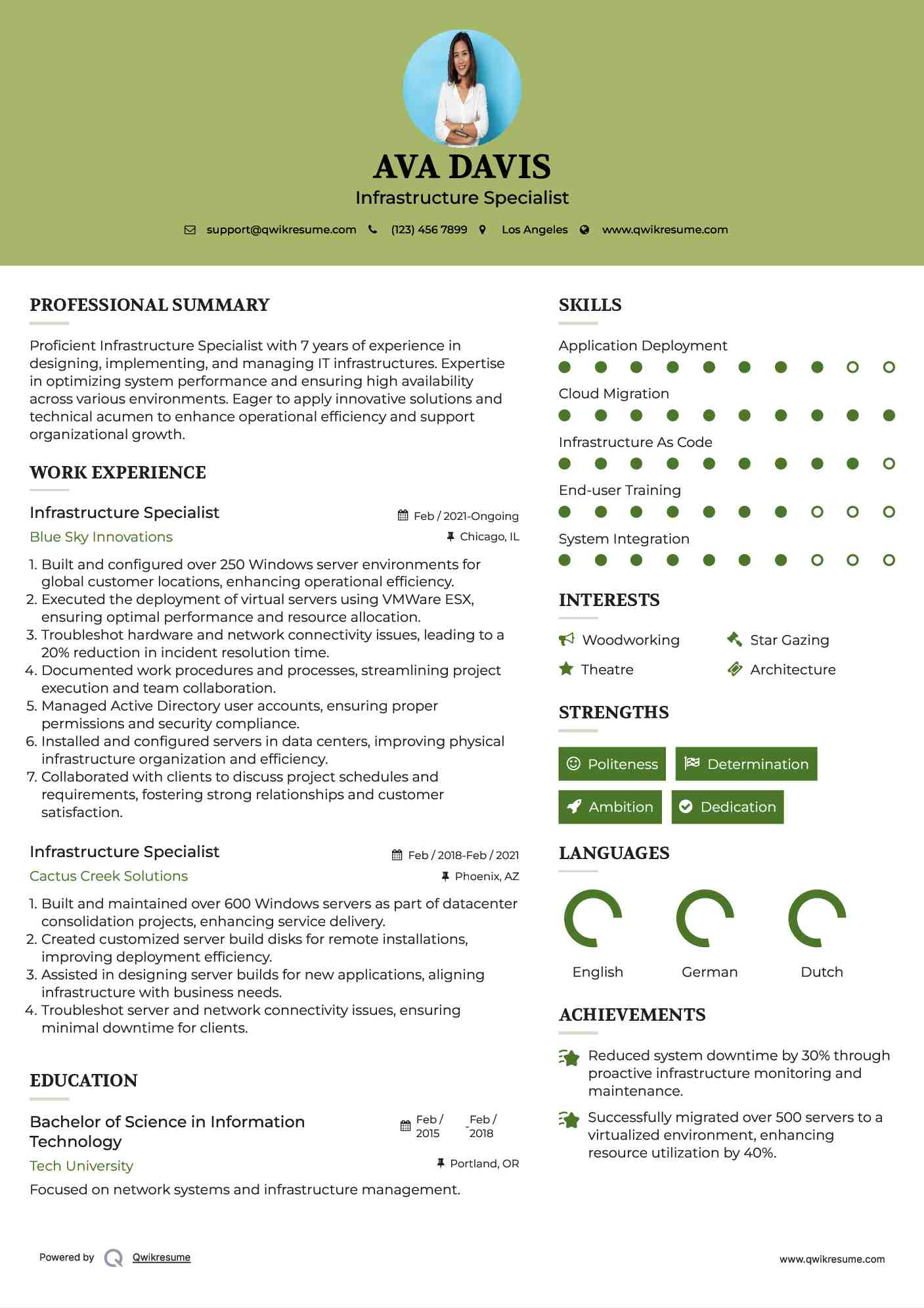 Infrastructure Specialist Resume Format
