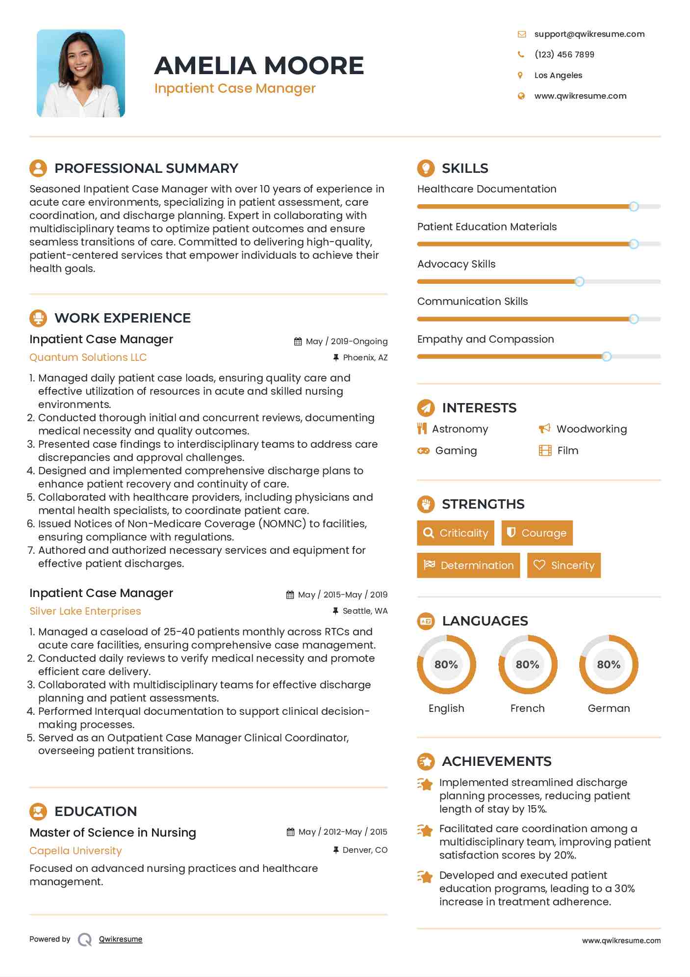 Inpatient Case Manager Resume Format