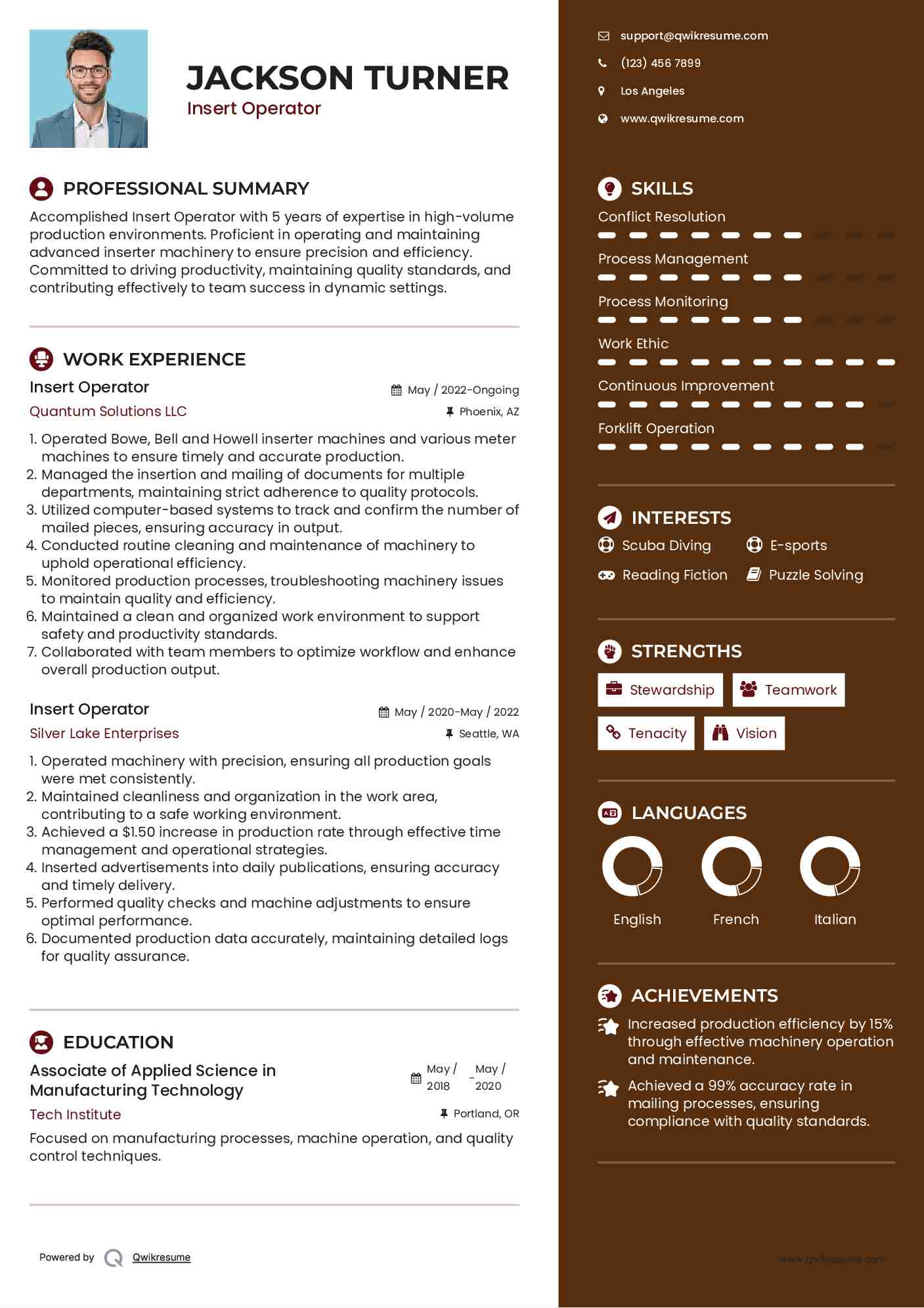 Insert Operator Resume Model