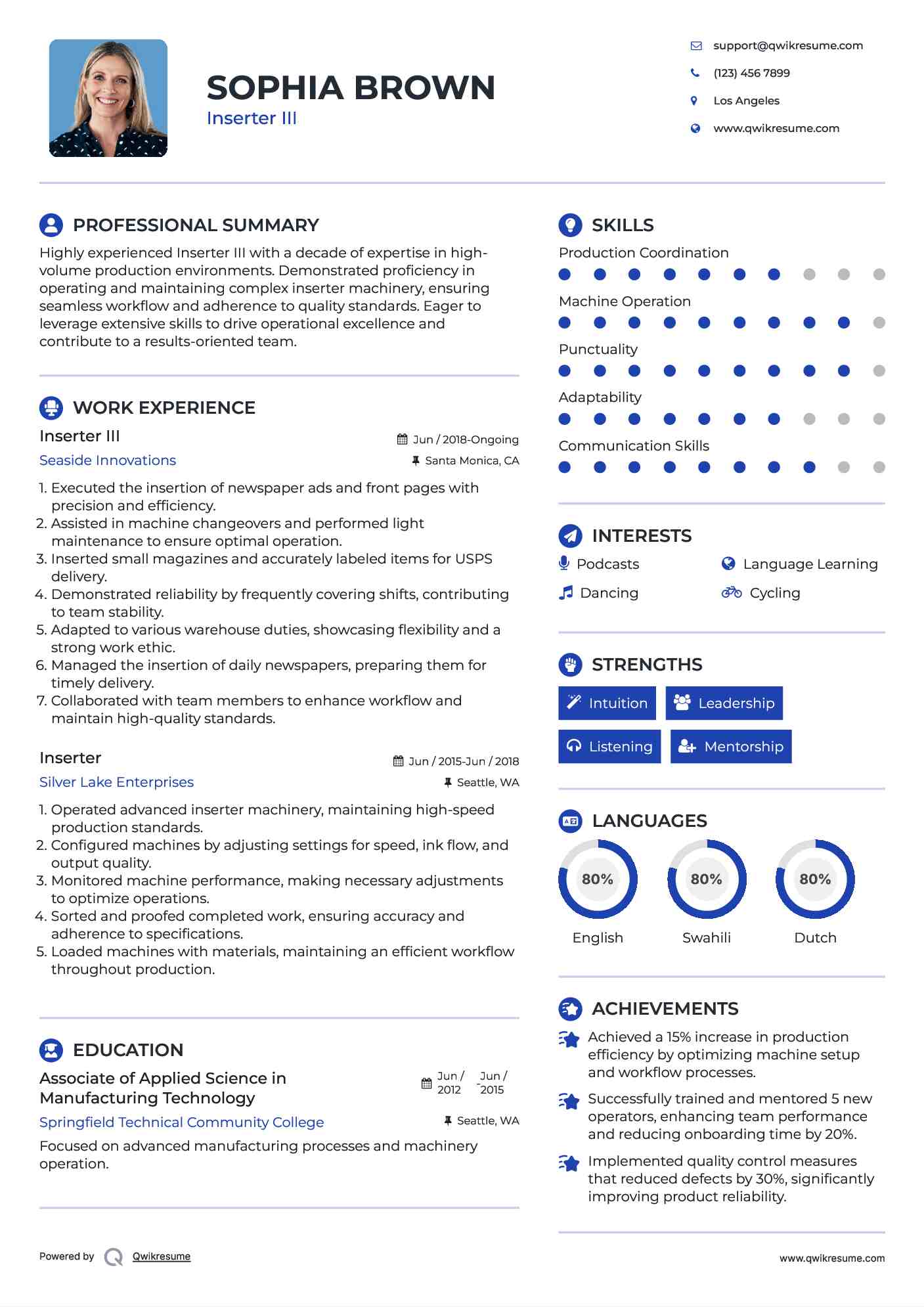Inserter III Resume Model