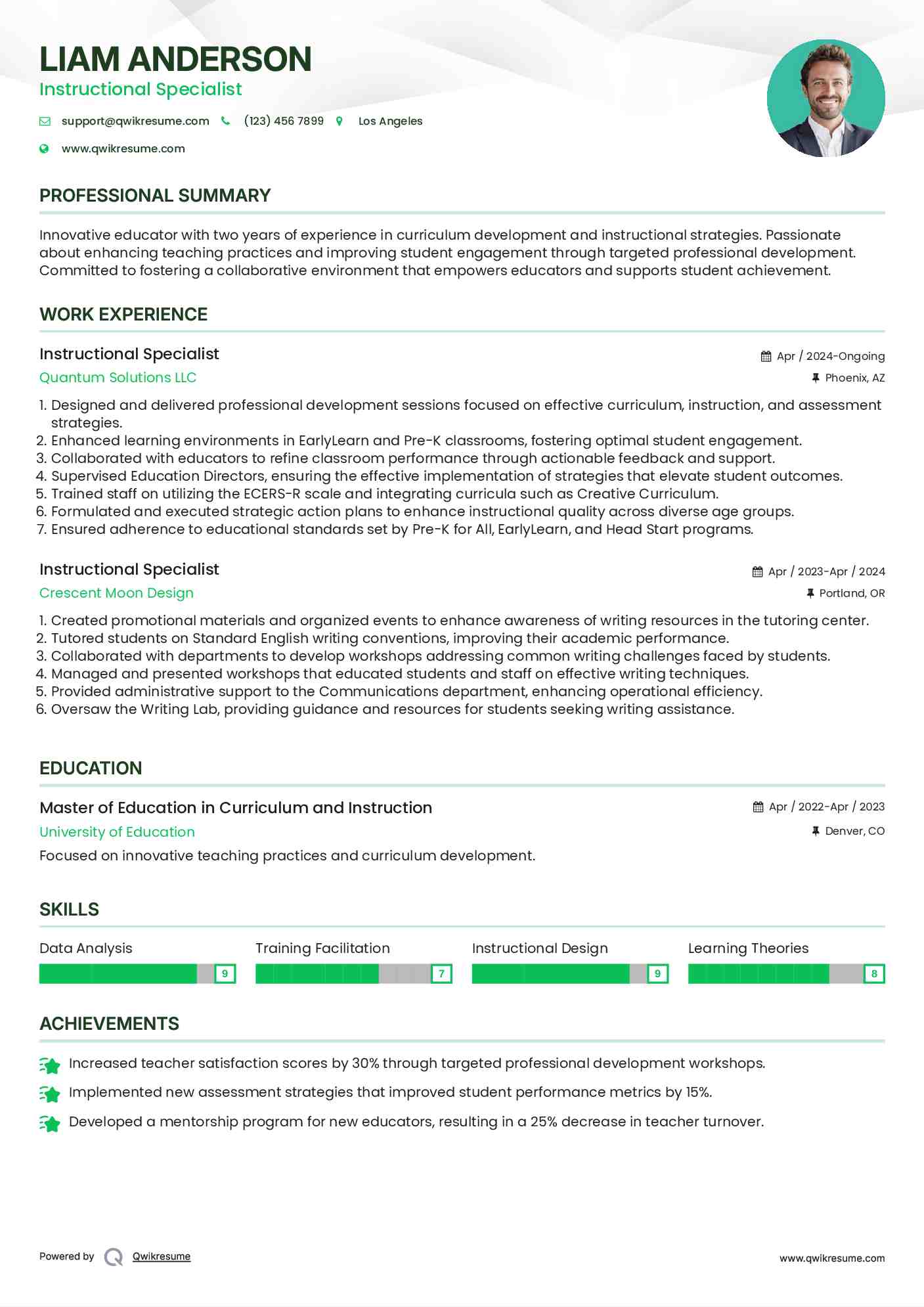 Instructional Specialist Resume Model