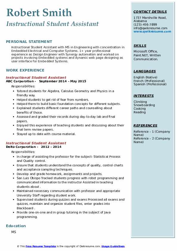 Instructional Student Assistant - Instructional Student Assistant 1628599729 Pdf 