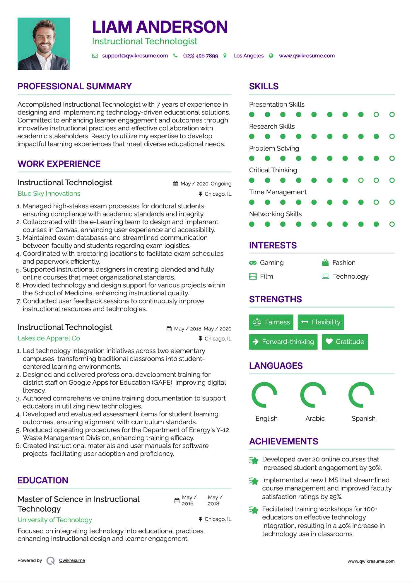 Instructional Technologist Resume Template
