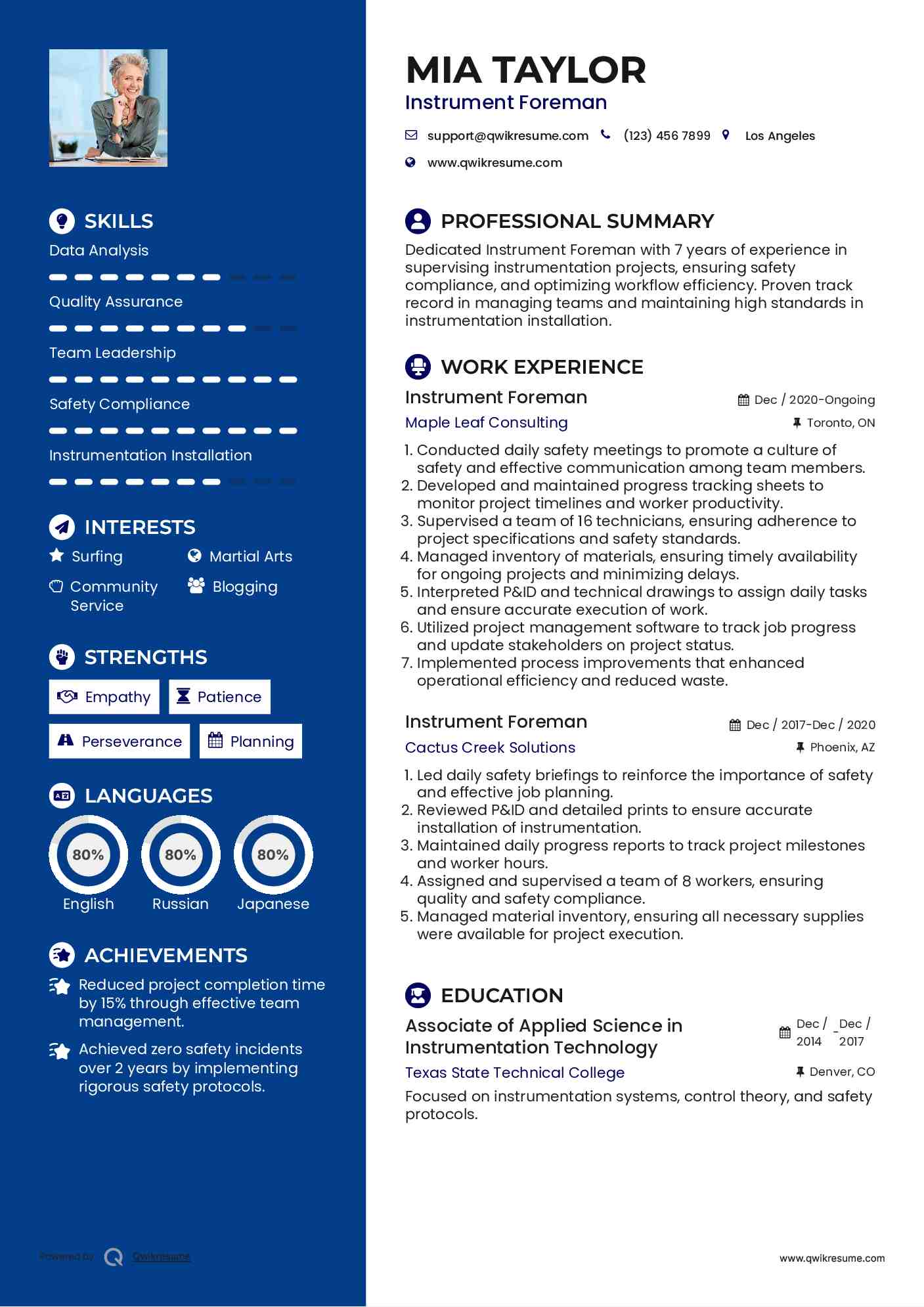 10 Instrument Foreman Resume Samples - Instrument Foreman 1663476462 Pdf