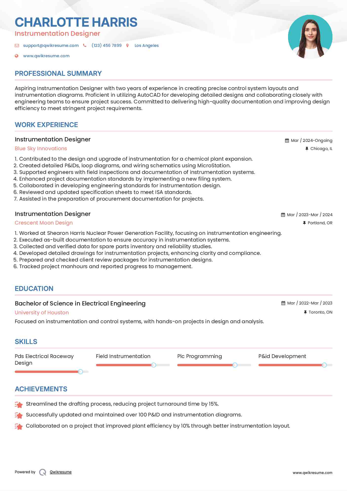 Instrumentation Designer Resume Template