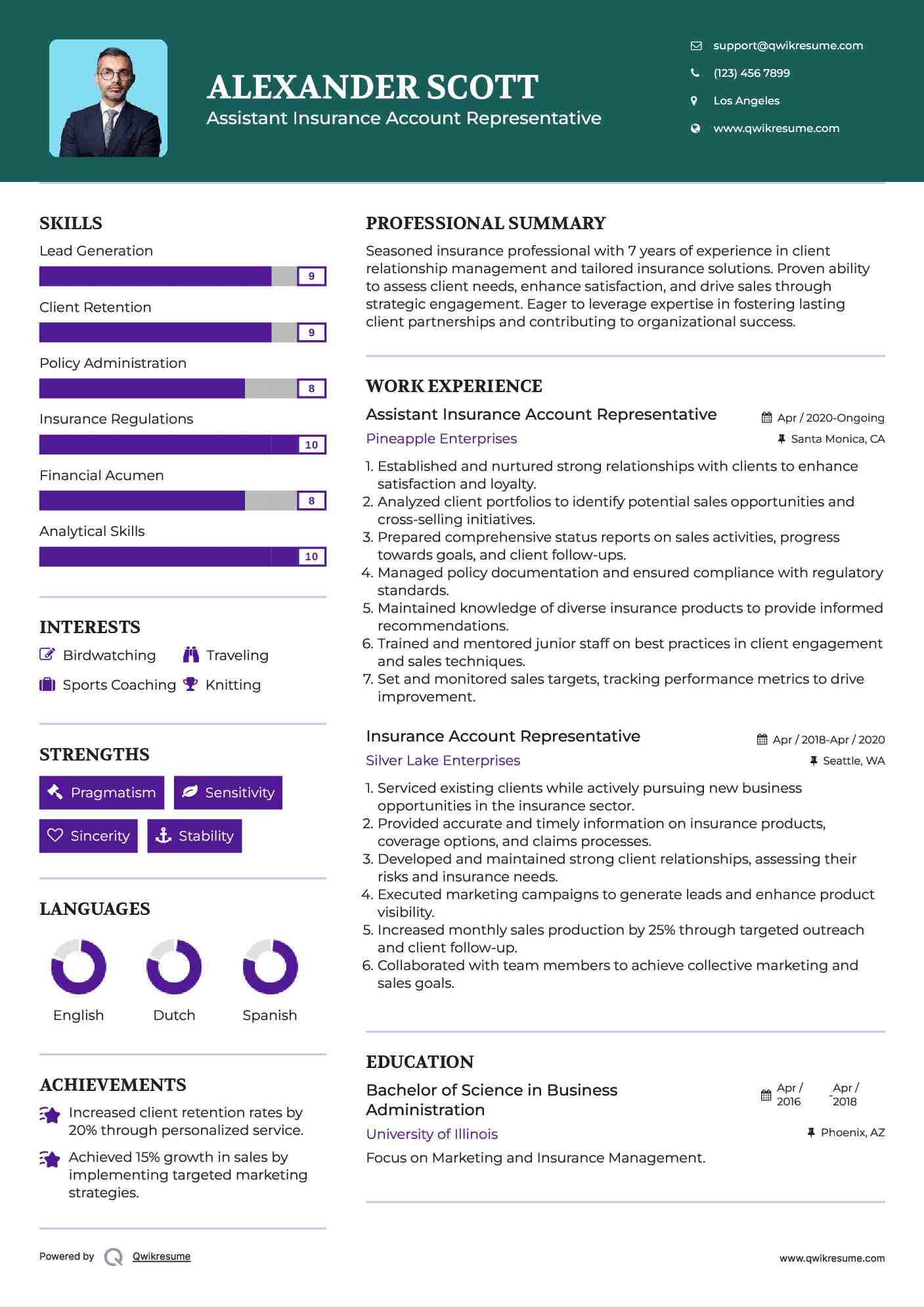 insurance-account-representative-resume-samples-qwikresume