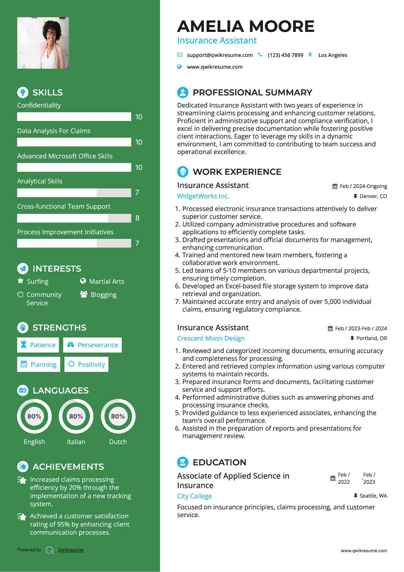 Insurance Assistant Resume Template