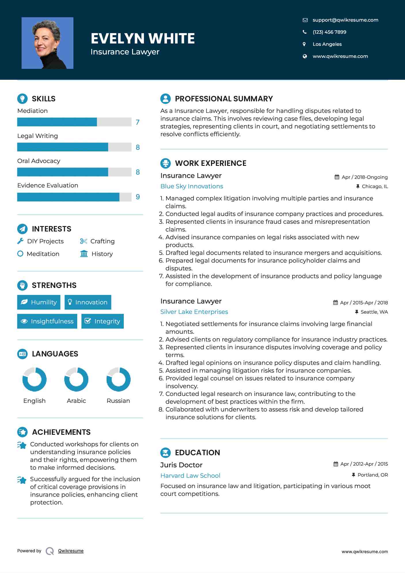 Insurance Lawyer Resume Example