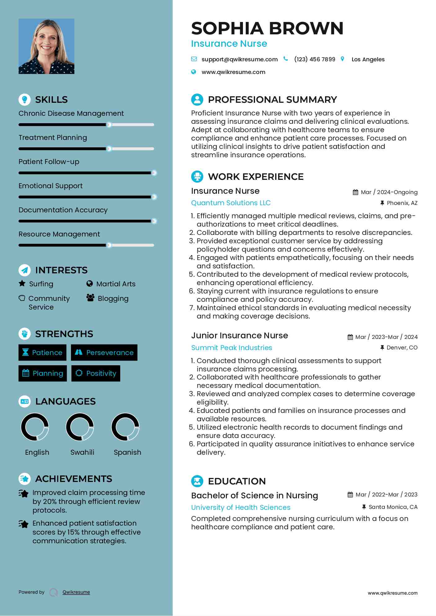 Insurance Nurse Resume Format