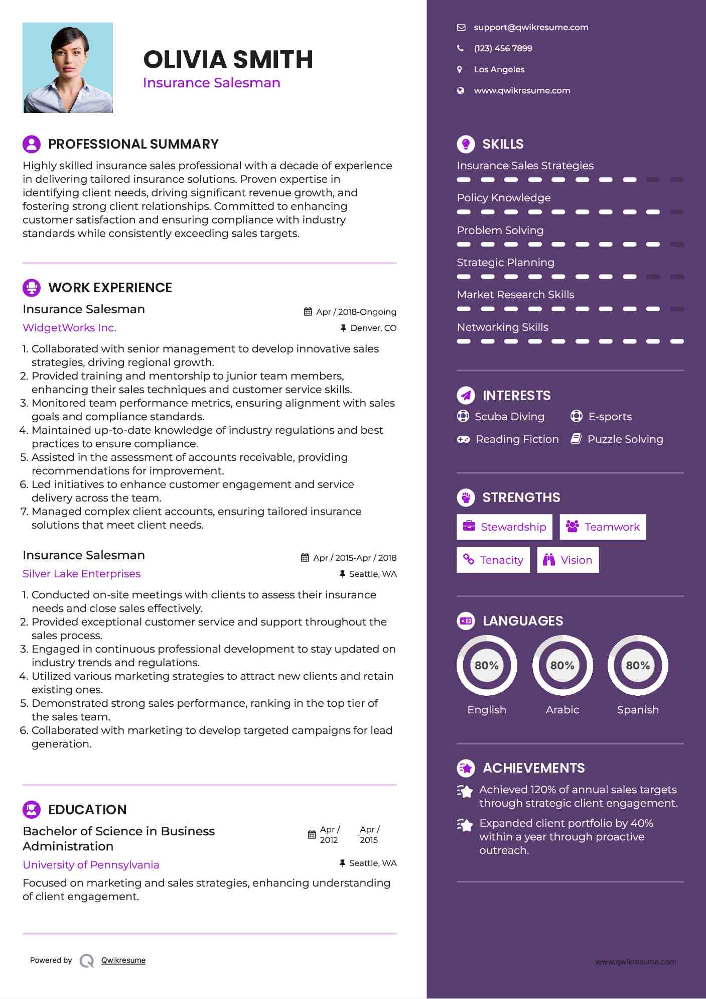 Insurance Salesman Resume Example