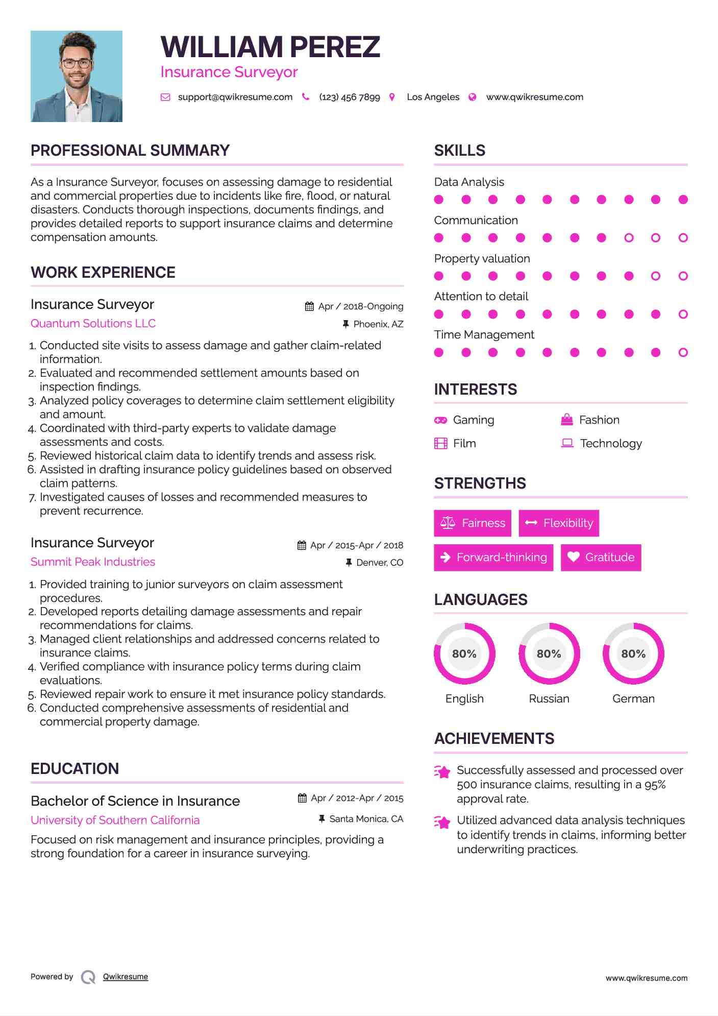 Insurance Surveyor Resume Example