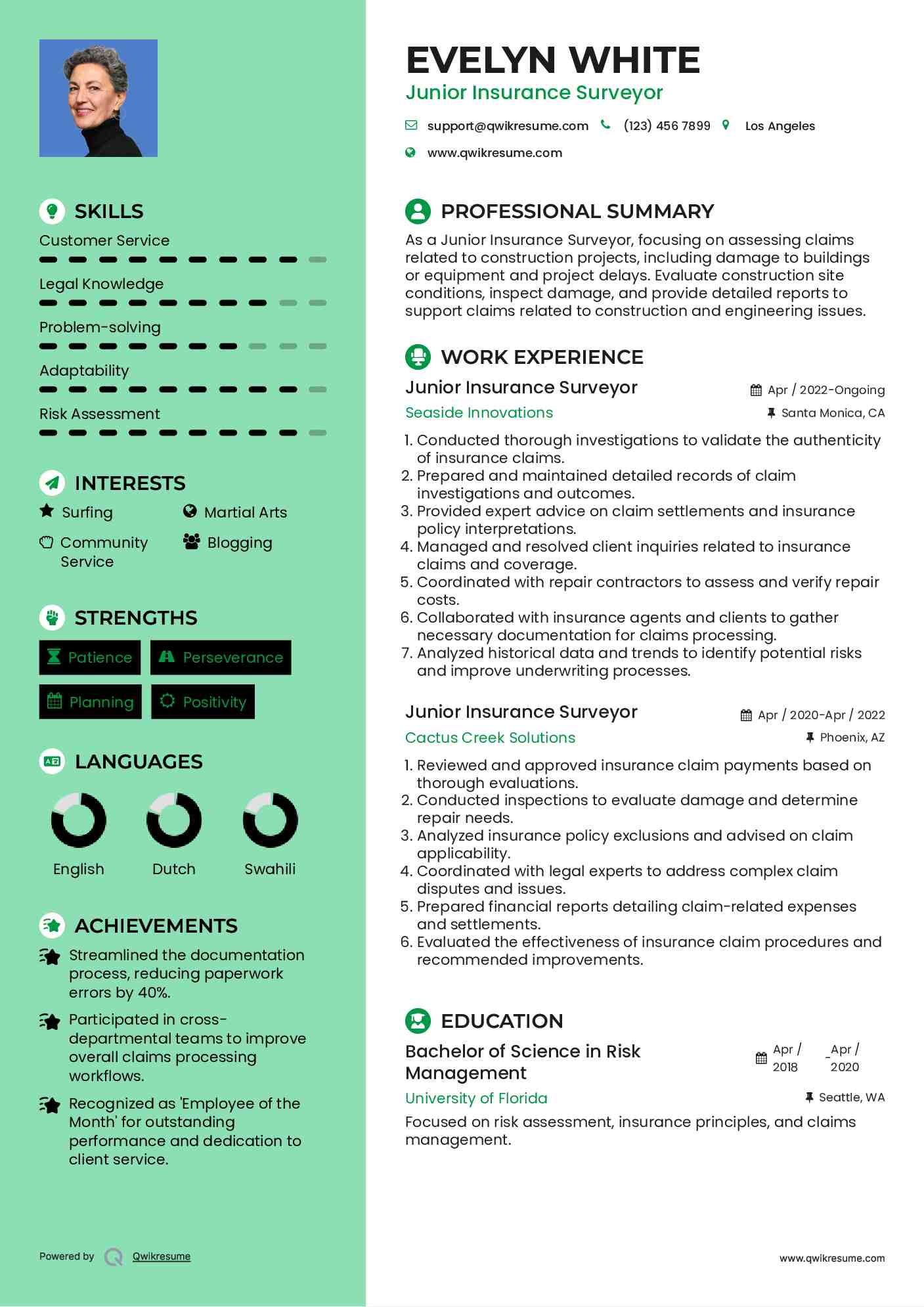 Junior Insurance Surveyor Resume Format
