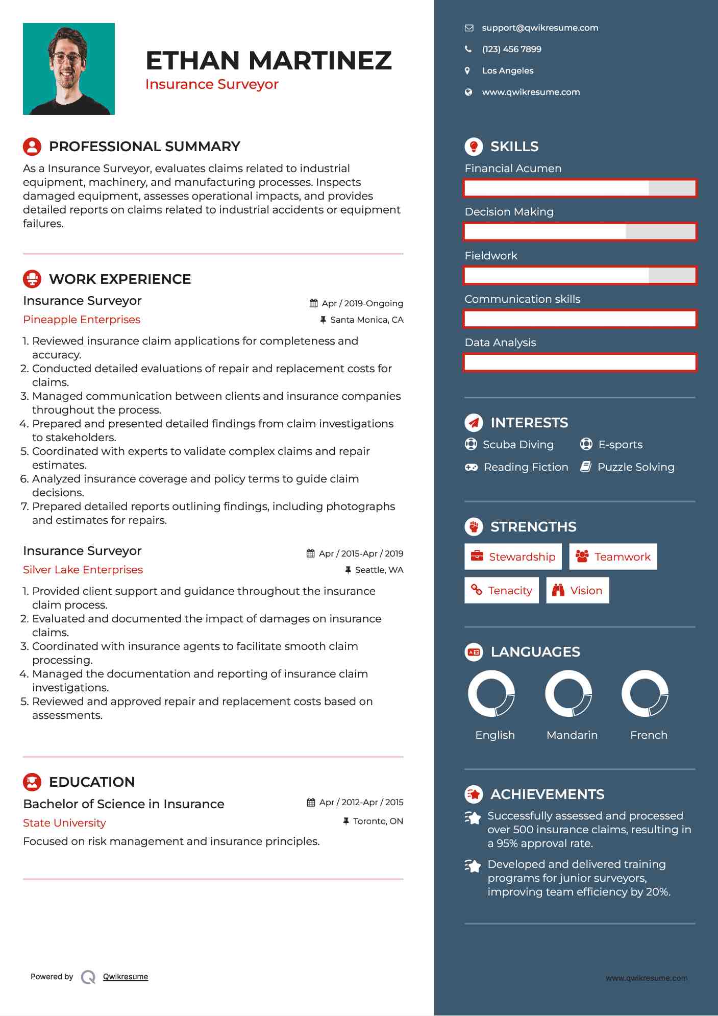 Insurance Surveyor Resume Template
