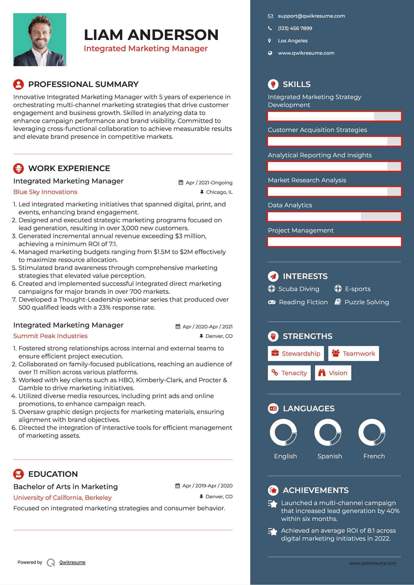 Integrated Marketing Manager Resume Format