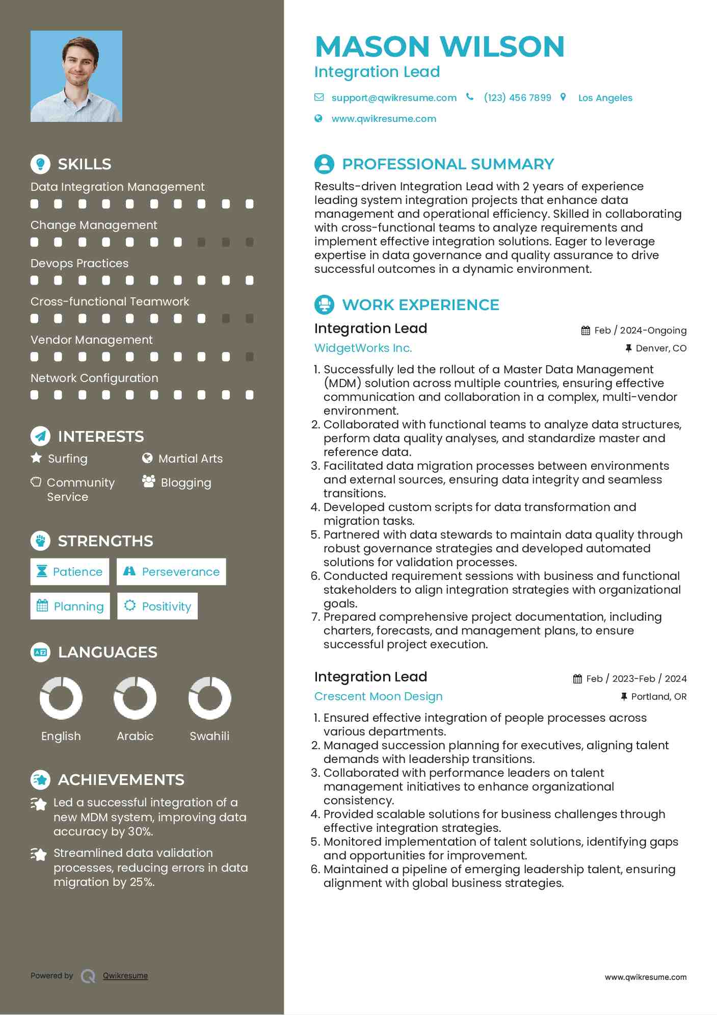 Integration Lead Resume Format