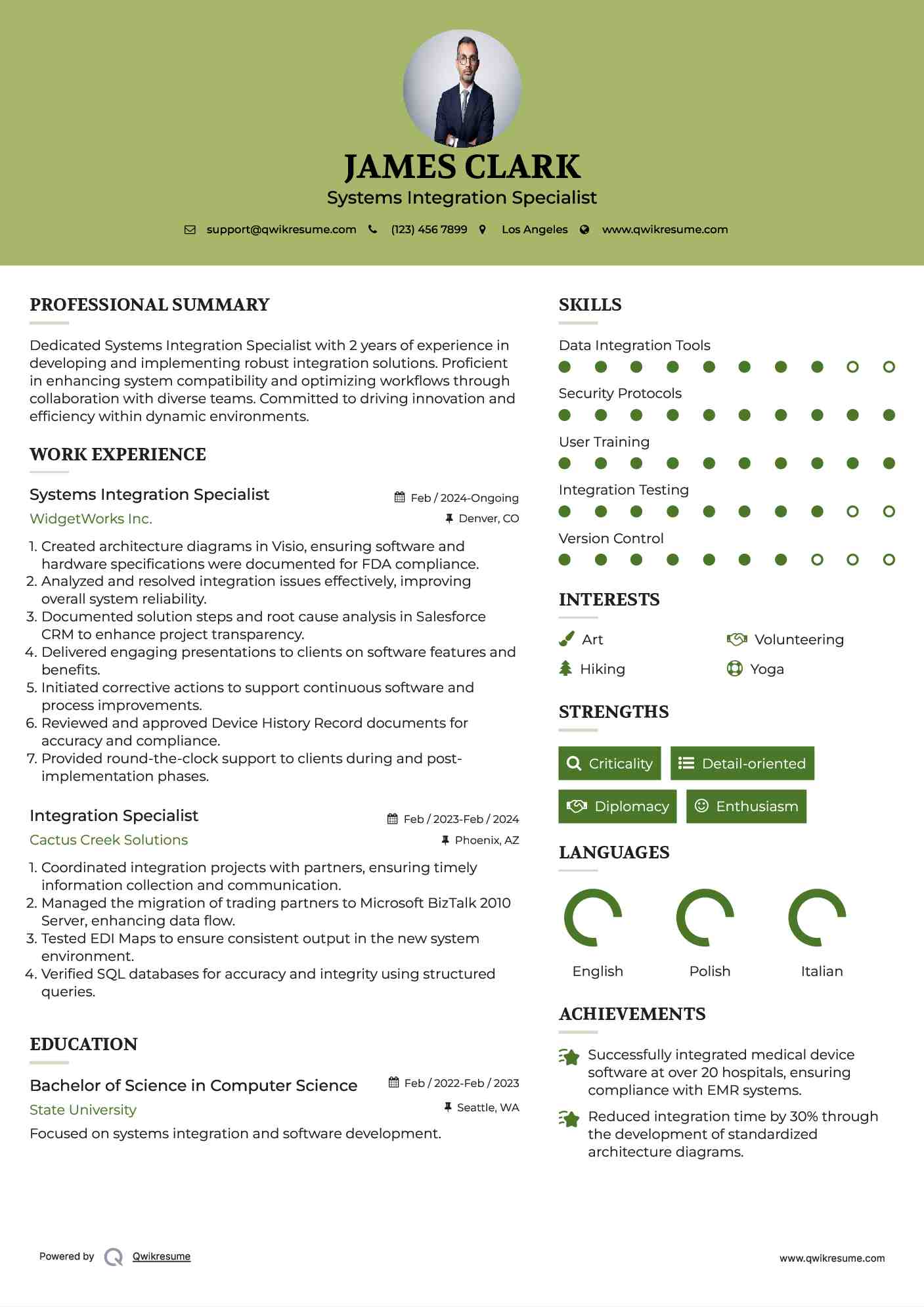 Systems Integration Specialist Resume Template
