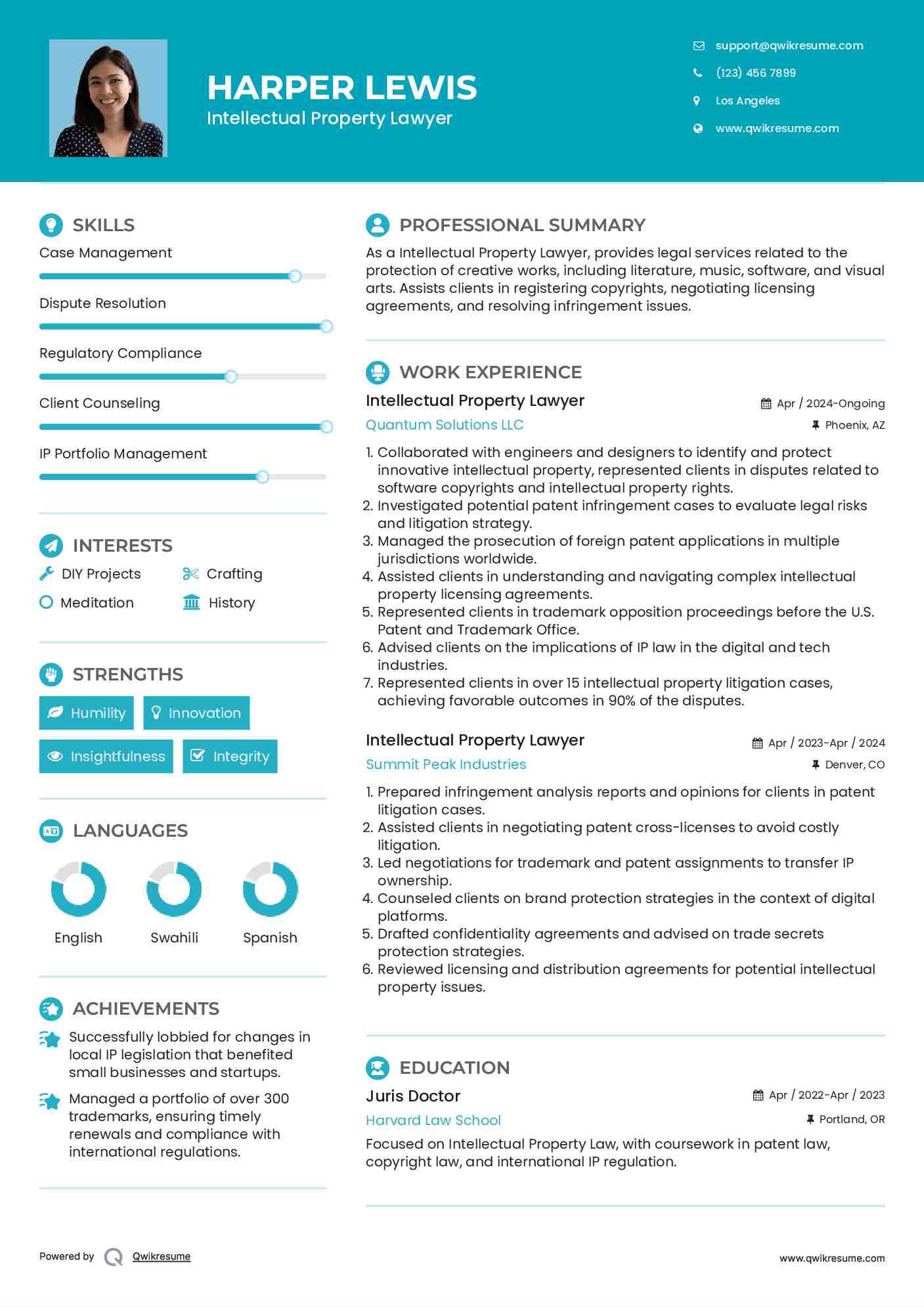 Intellectual Property Lawyer Resume Template