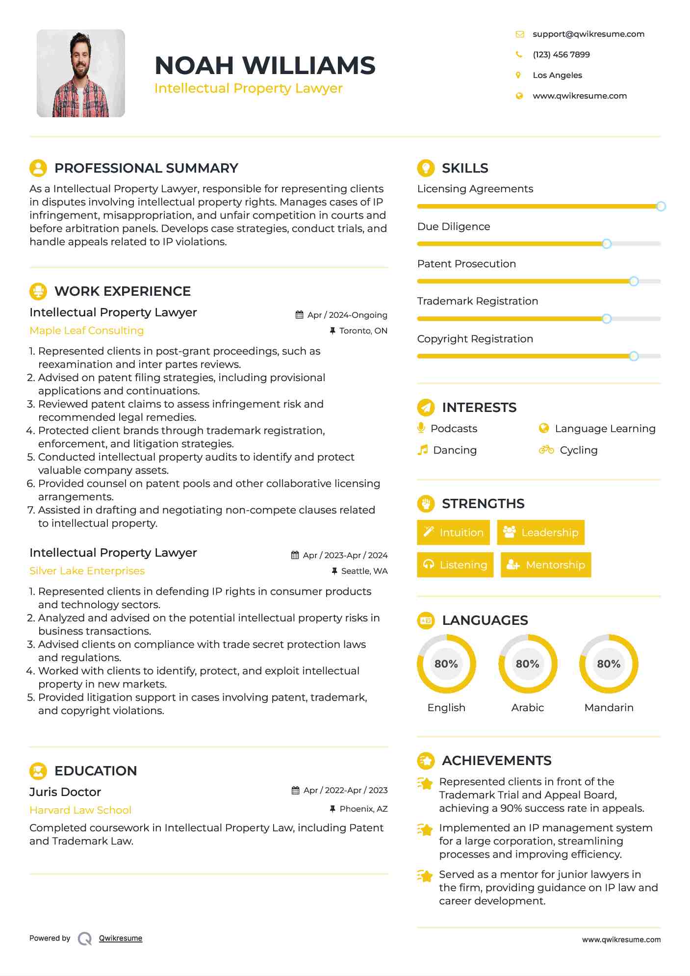 Intellectual Property Lawyer Resume Model