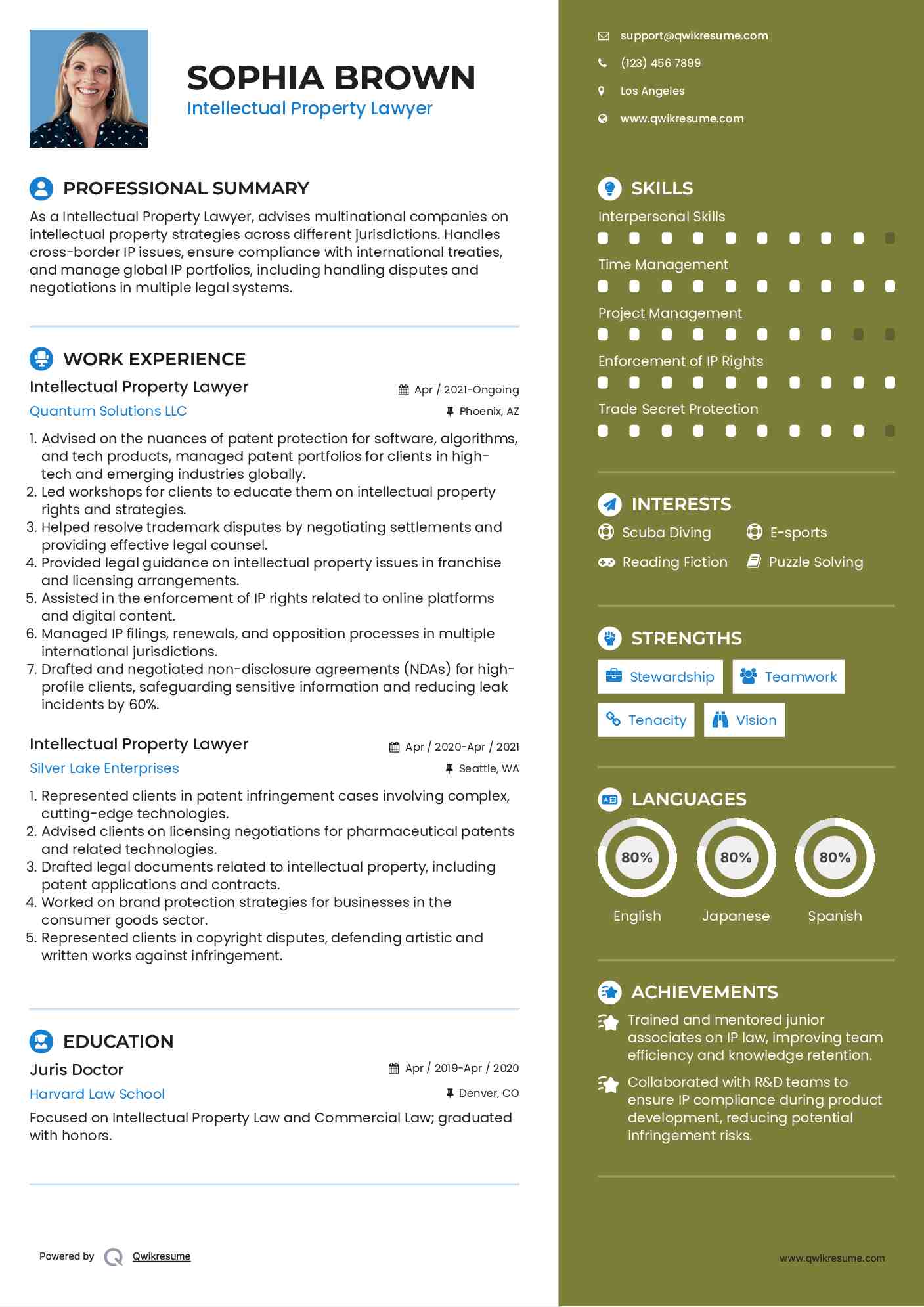 Intellectual Property Lawyer Resume Format