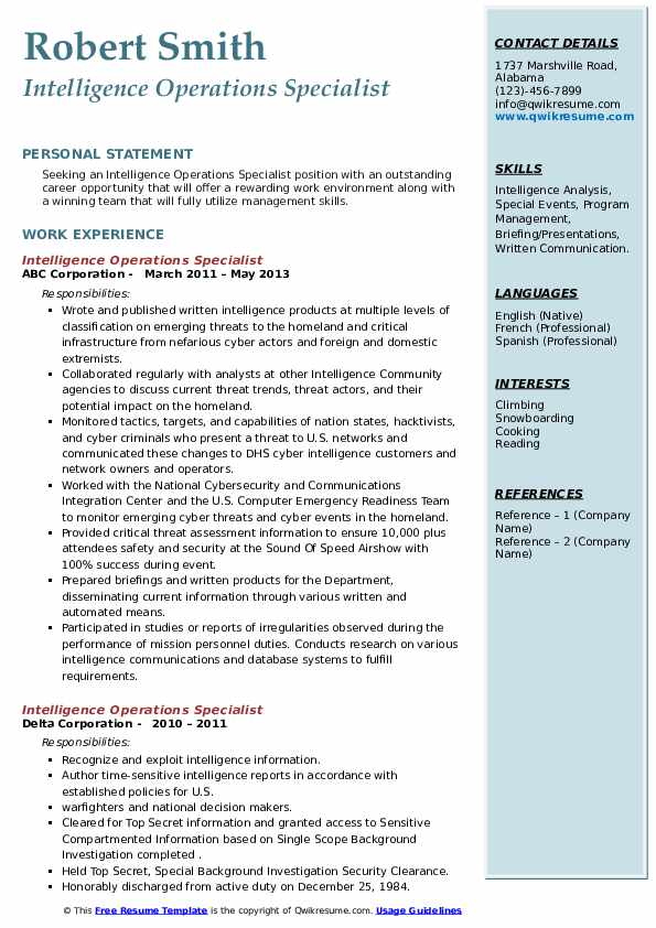 Intelligence Operations Specialist - Intelligence Operations Specialist 1614267966 Pdf 