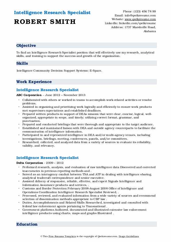intelligence-research-specialist-resume-samples-qwikresume