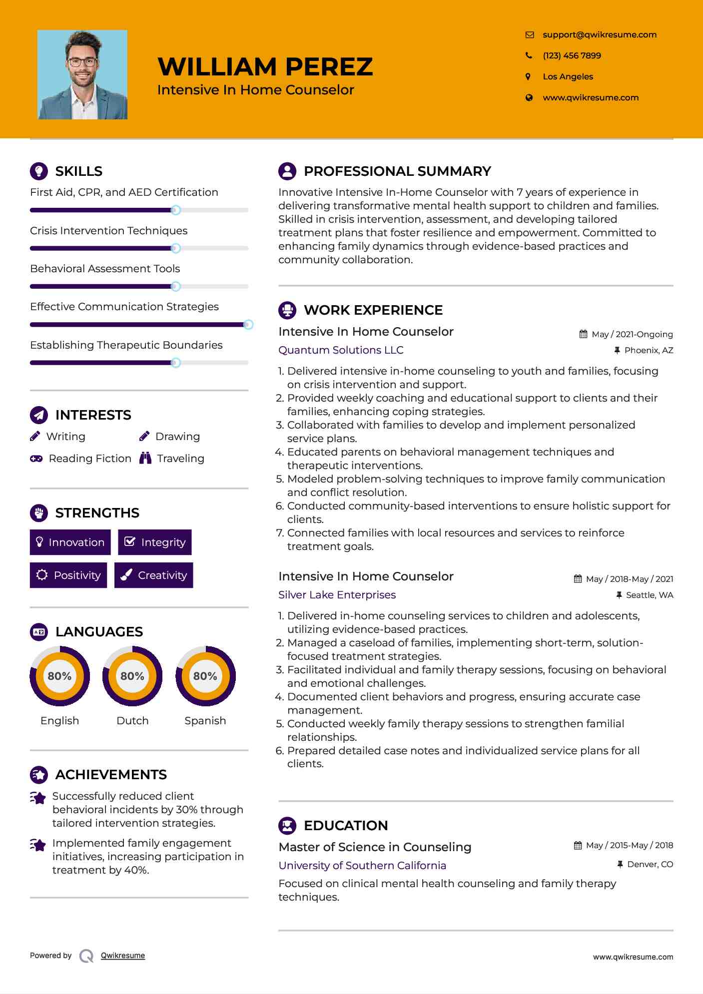 Intensive In Home Counselor Resume Template