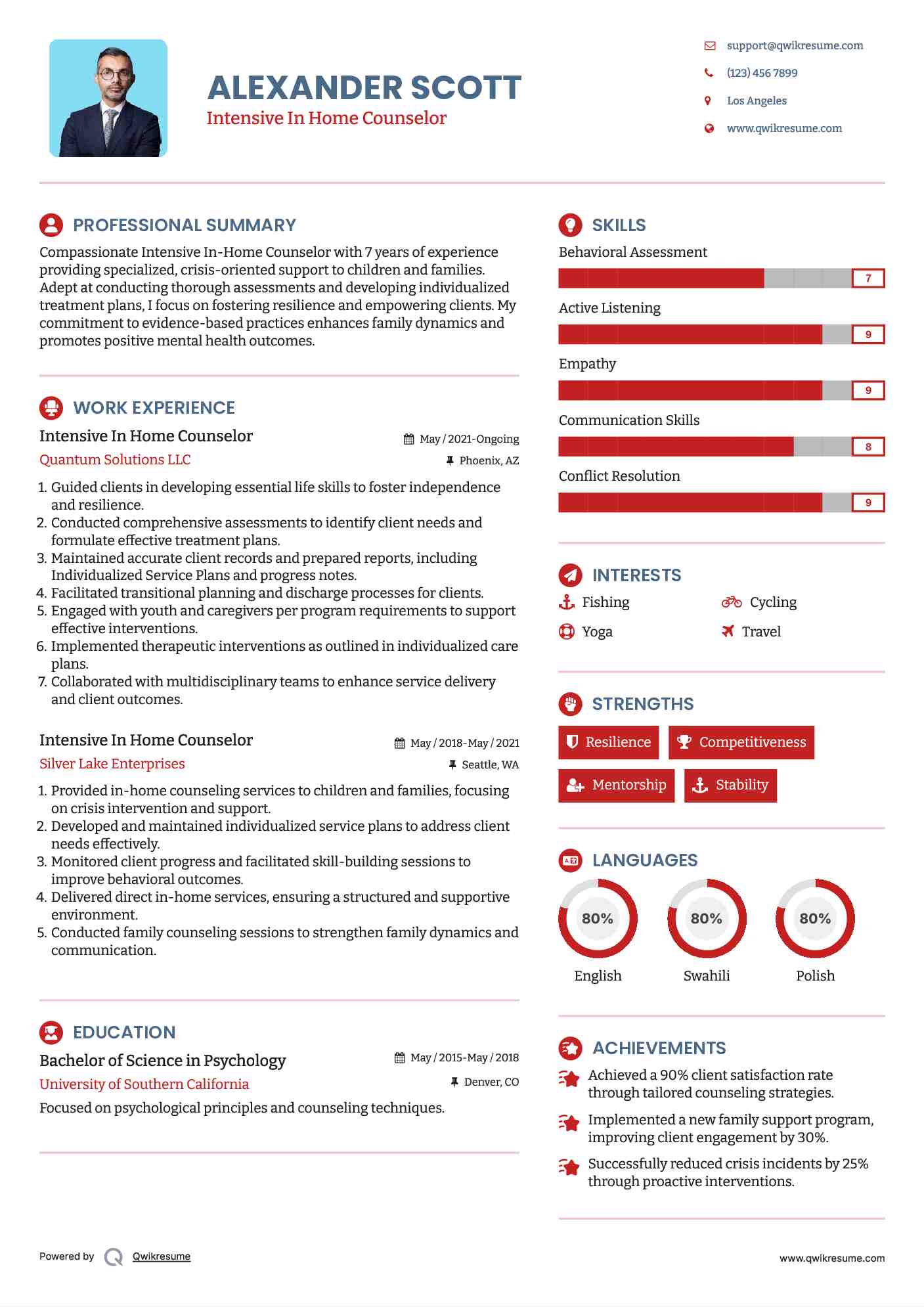 Intensive In Home Counselor Resume Sample