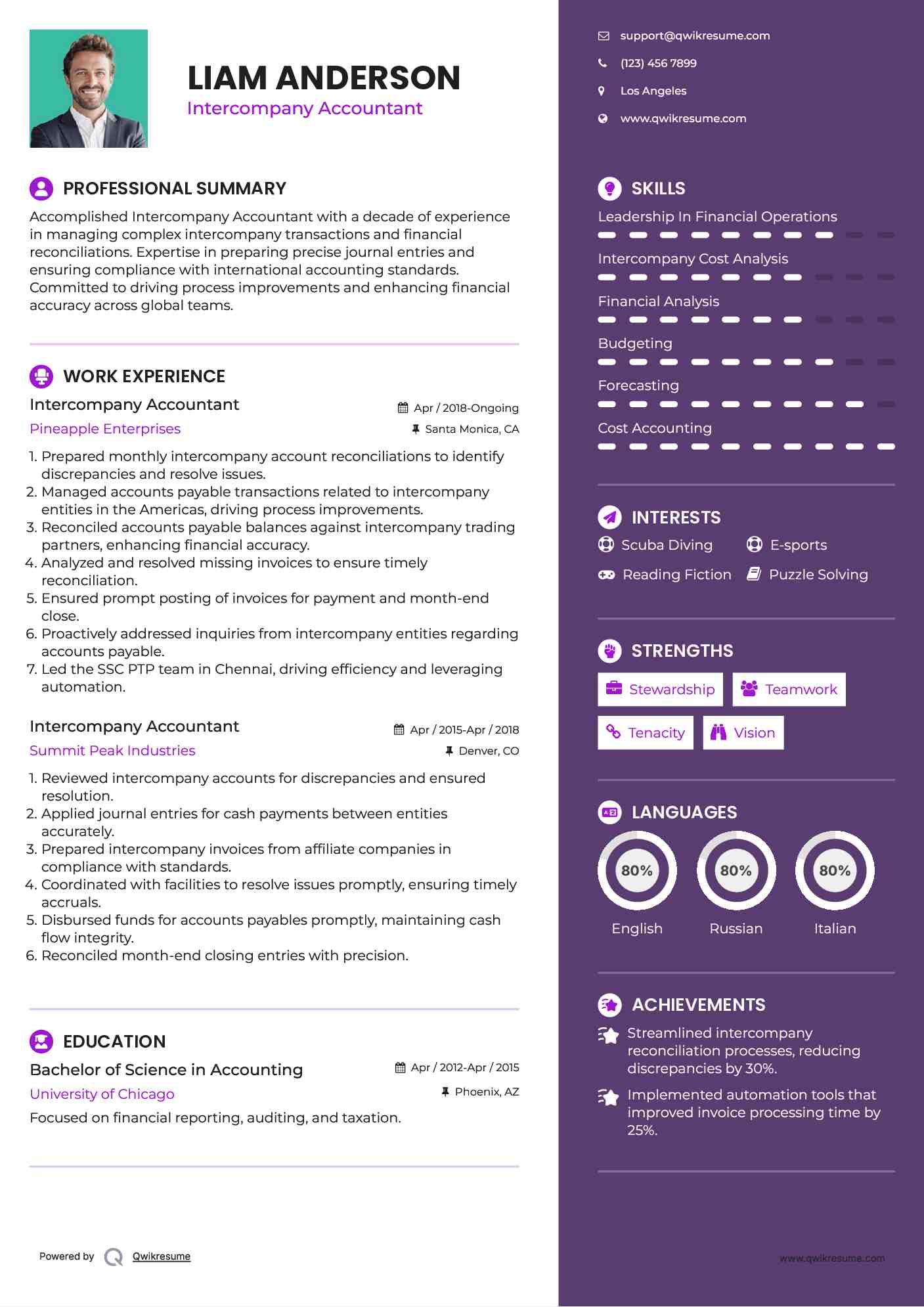 Intercompany Accountant Resume Template