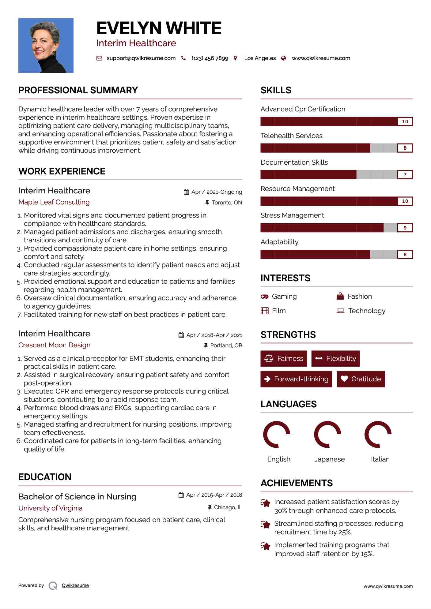 Interim Healthcare Resume Template