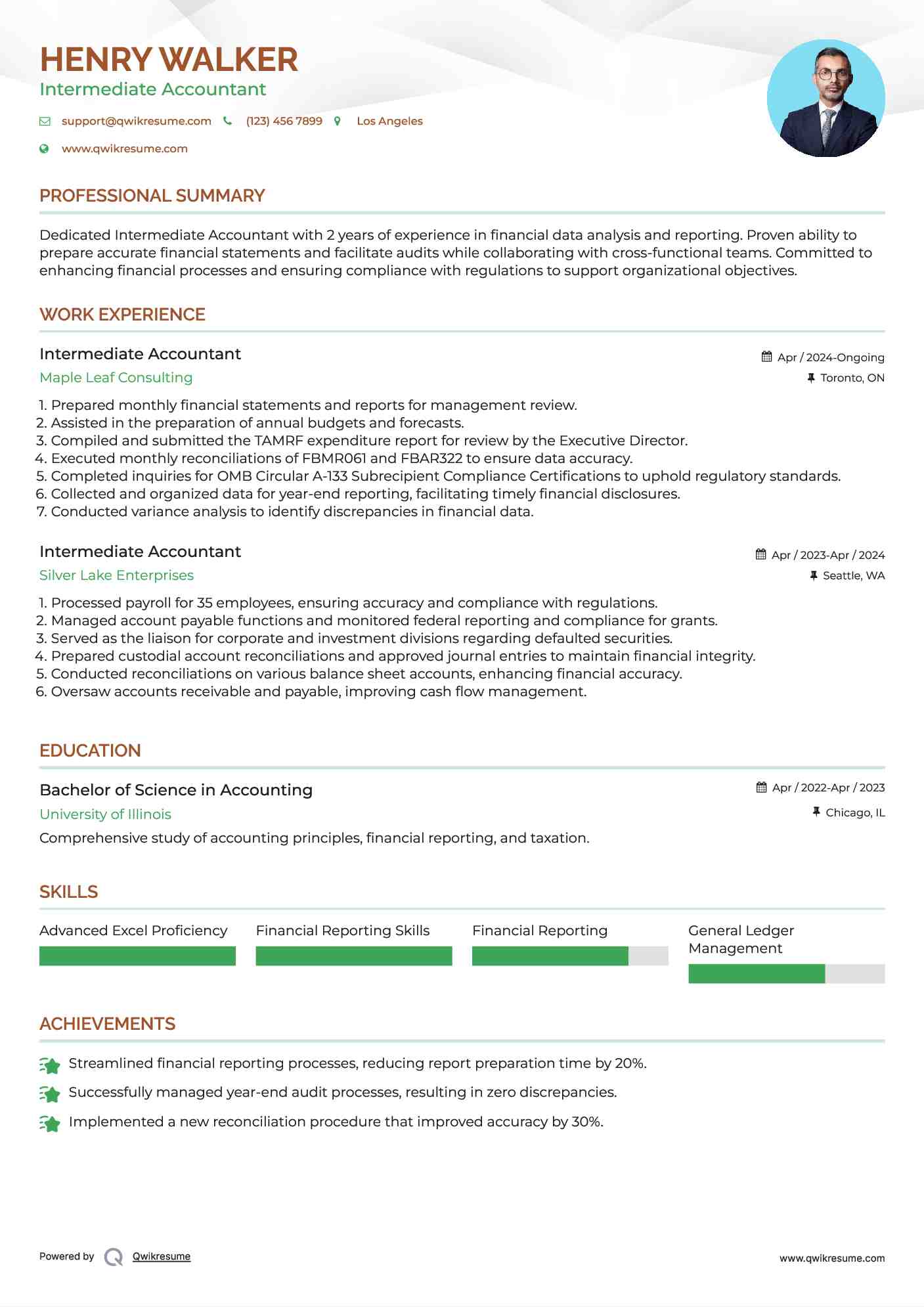 Intermediate Accountant Resume Template