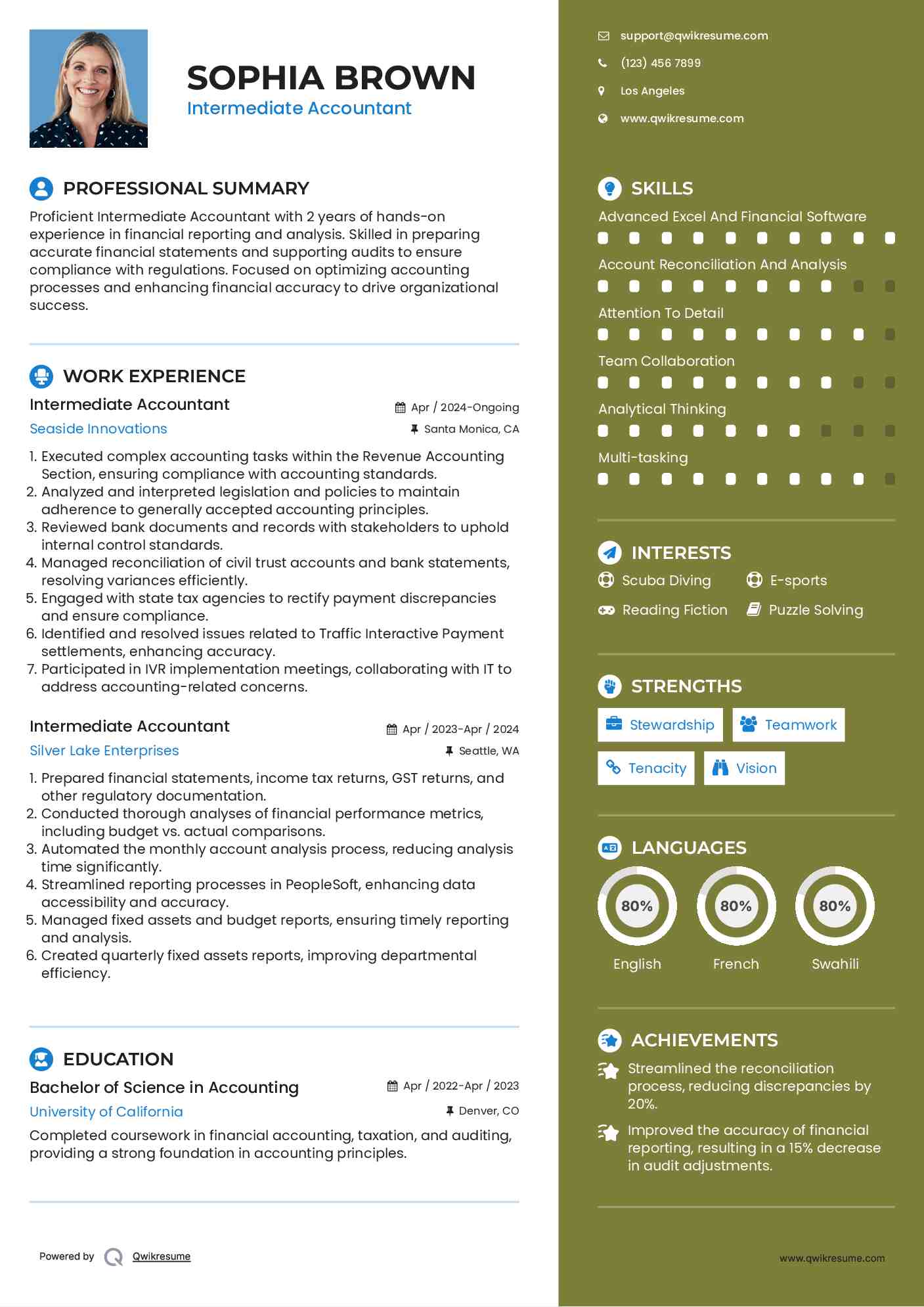 Intermediate Accountant Resume Model